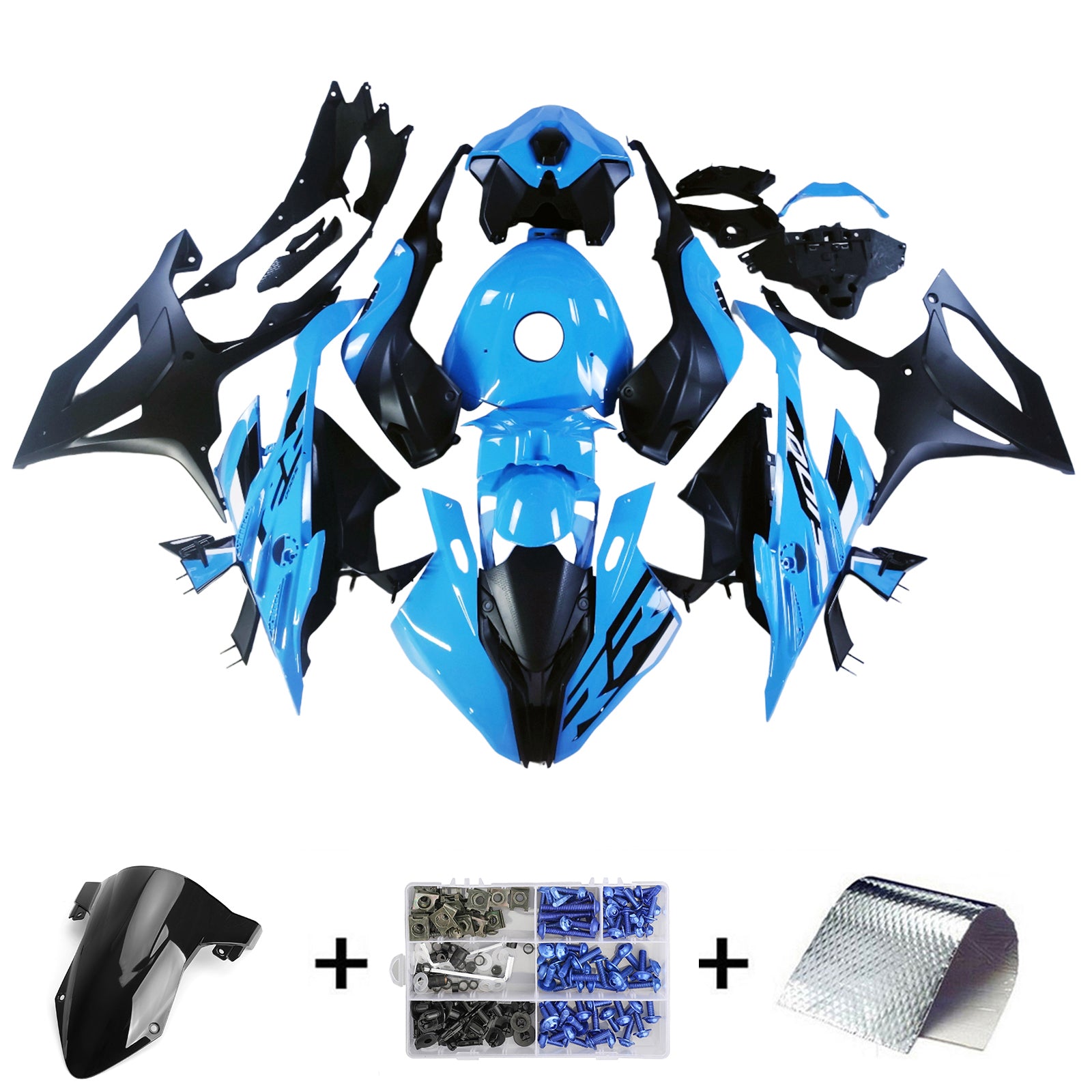 Amotopart 2023-2024 BMW S1000RR Blue Black Fairing Zestaw