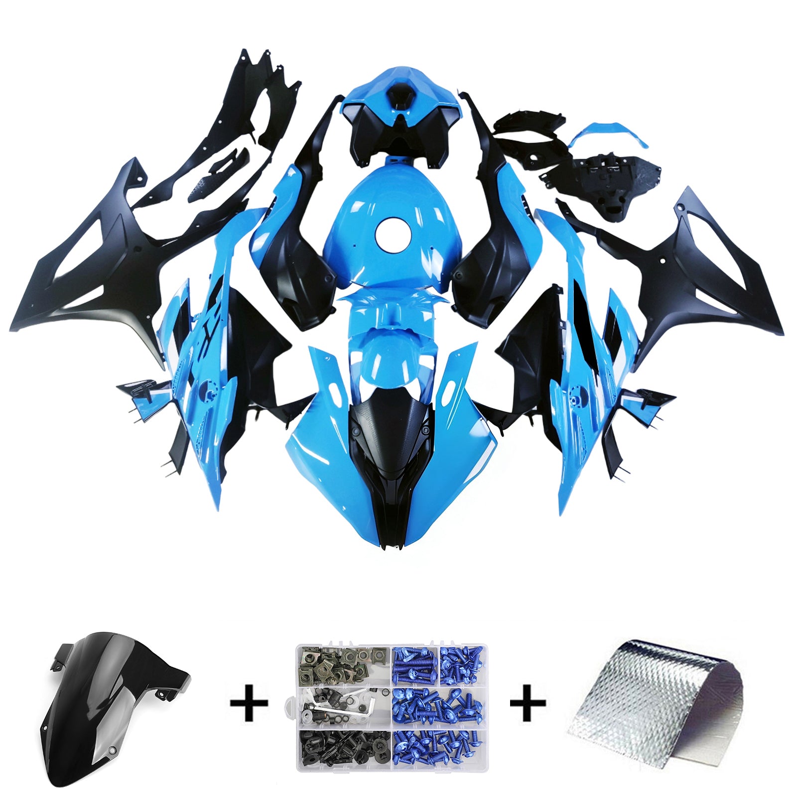 Amotopart 2023-2024 BMW S1000RR Blue Black Fairing Kit