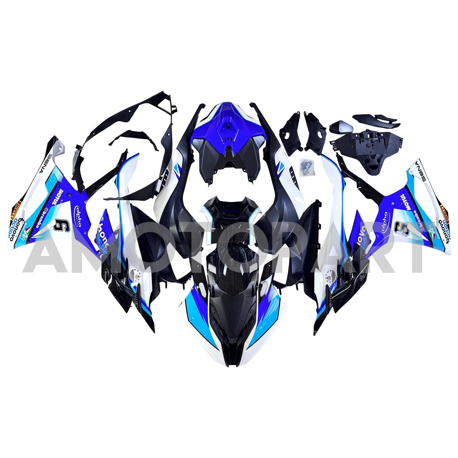 Amotopart 2023-2024 BMW S1000RR  Glossy Black Blue White Fairing Kit