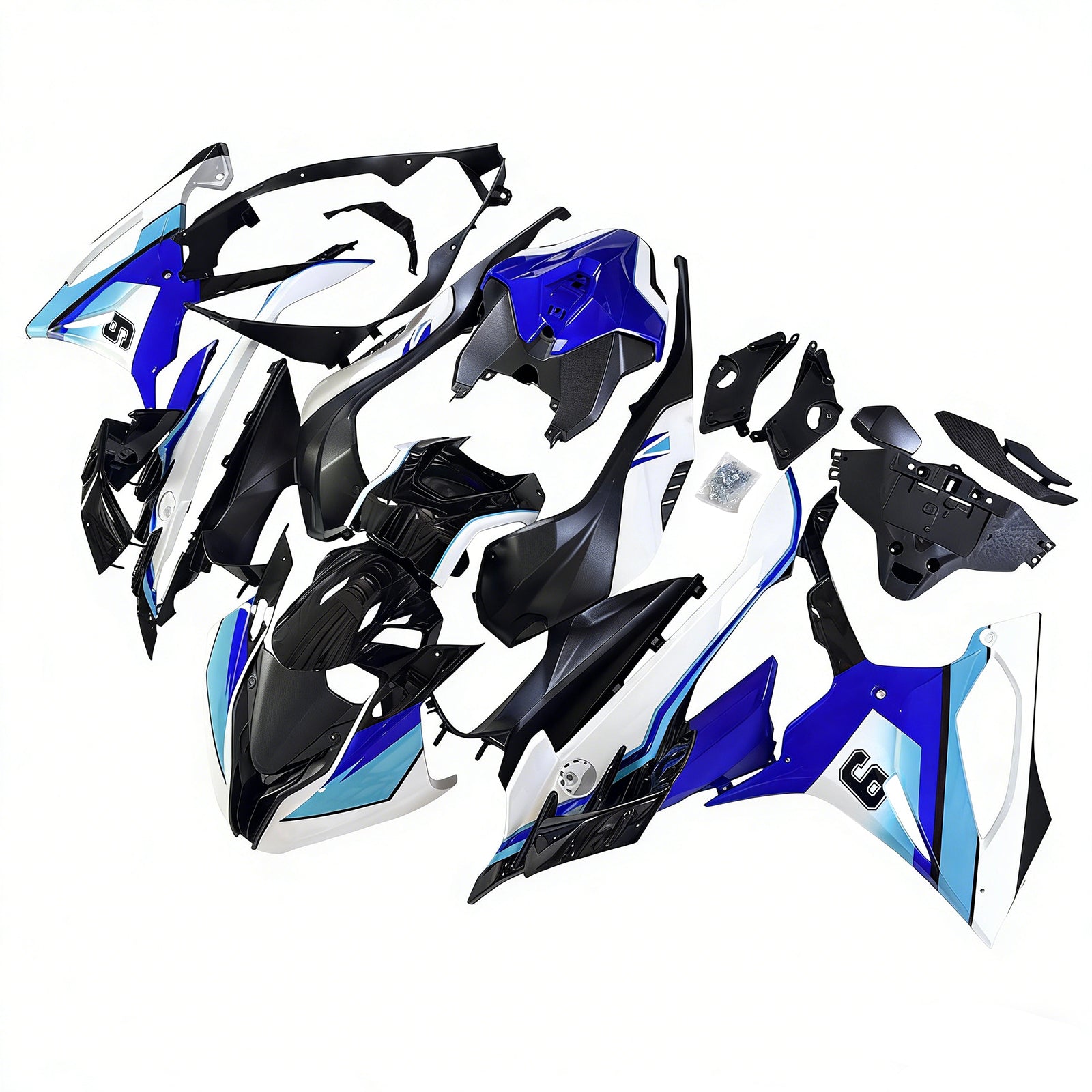 Amotopart 2023-2024 BMW S1000RR  Glossy Black Blue White Fairing Kit