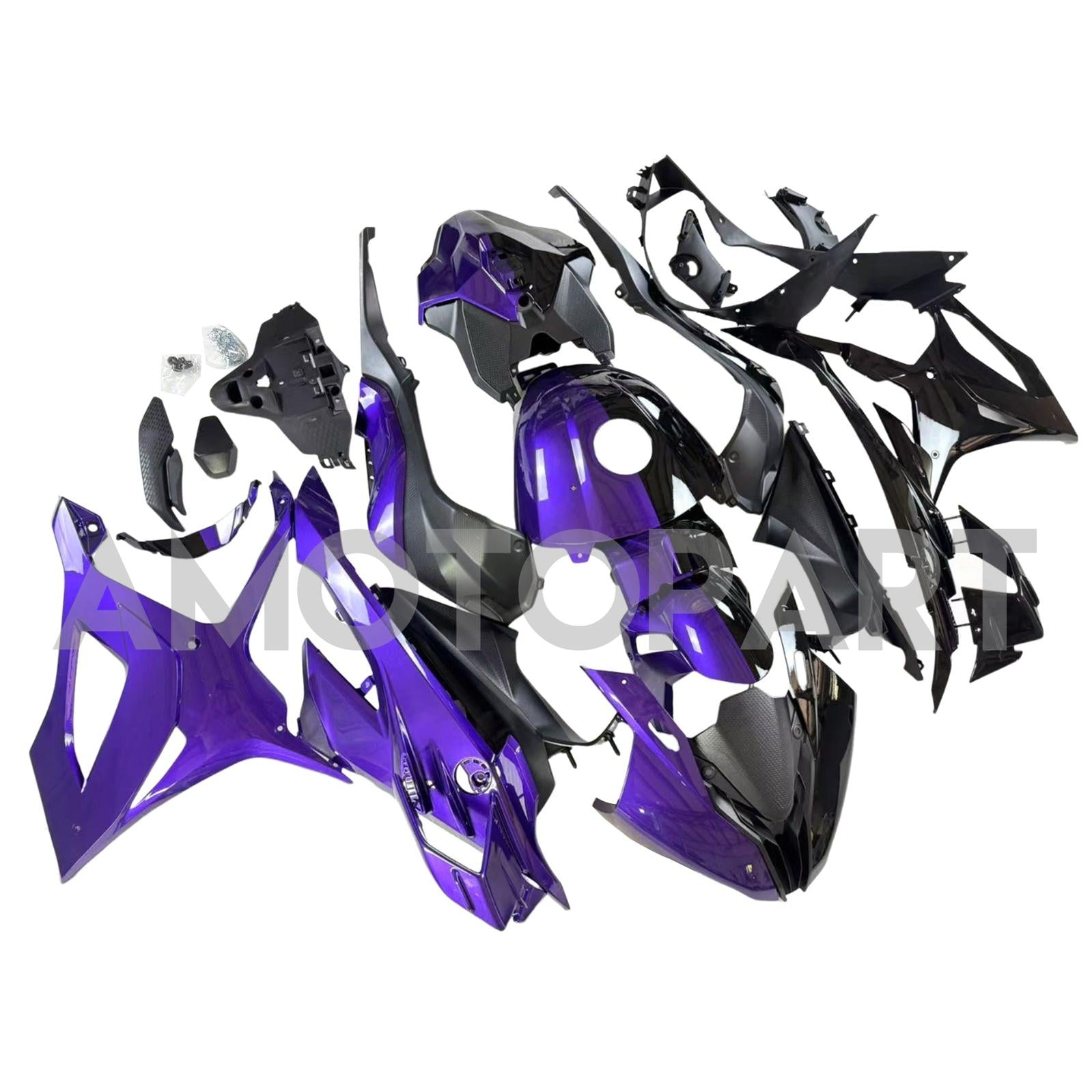 Amotopart 2023-2024 BMW S1000RR Glanzende zwarte paarse kuipkit