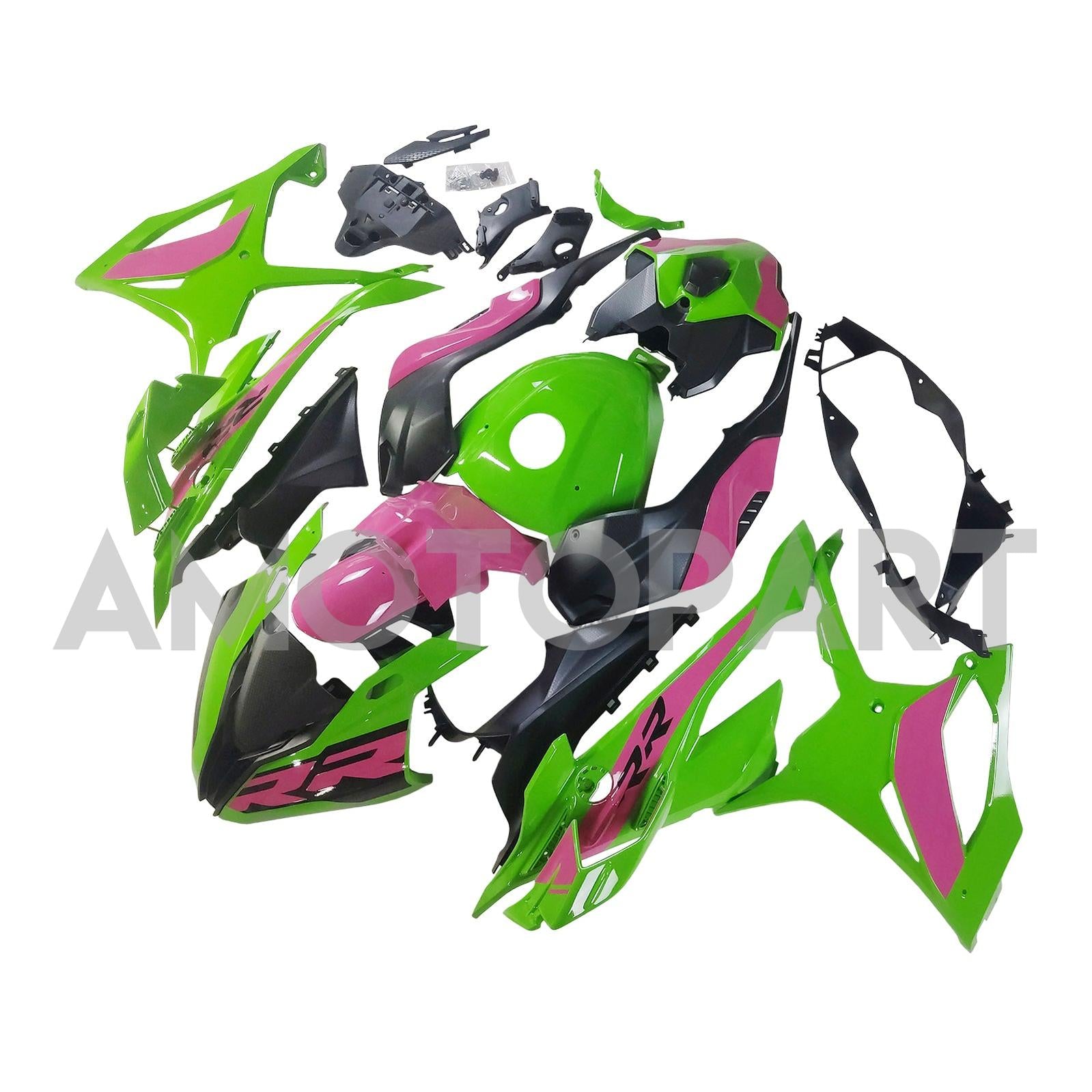 Amotopart 2023-2024 BMW S1000RR Kit de carénage noir rose brillant vert