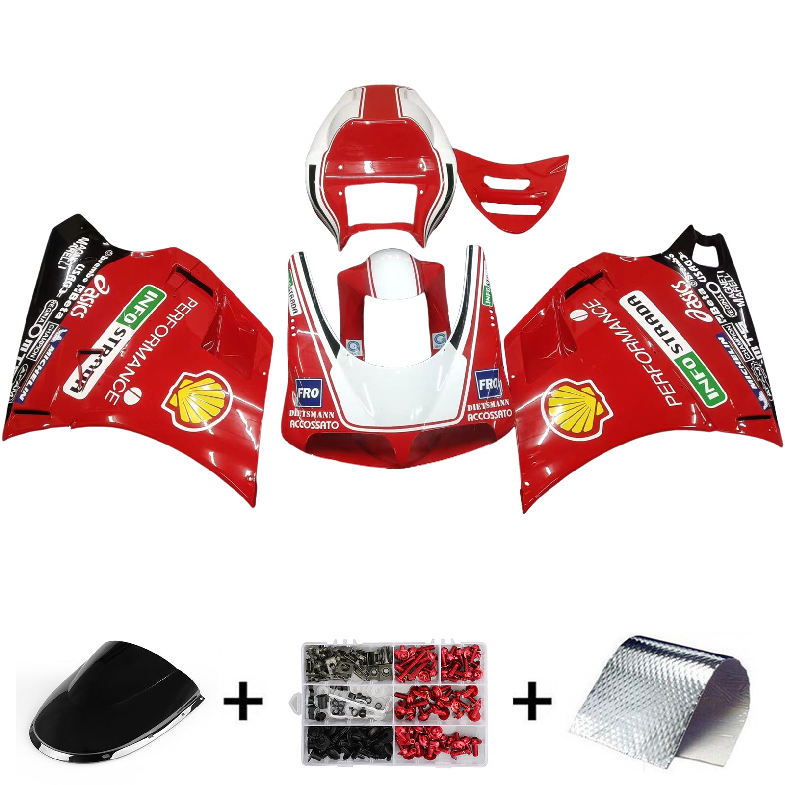 Amotopart Ducati 996 748 1996-2002 Kit de carénage rouge Style4