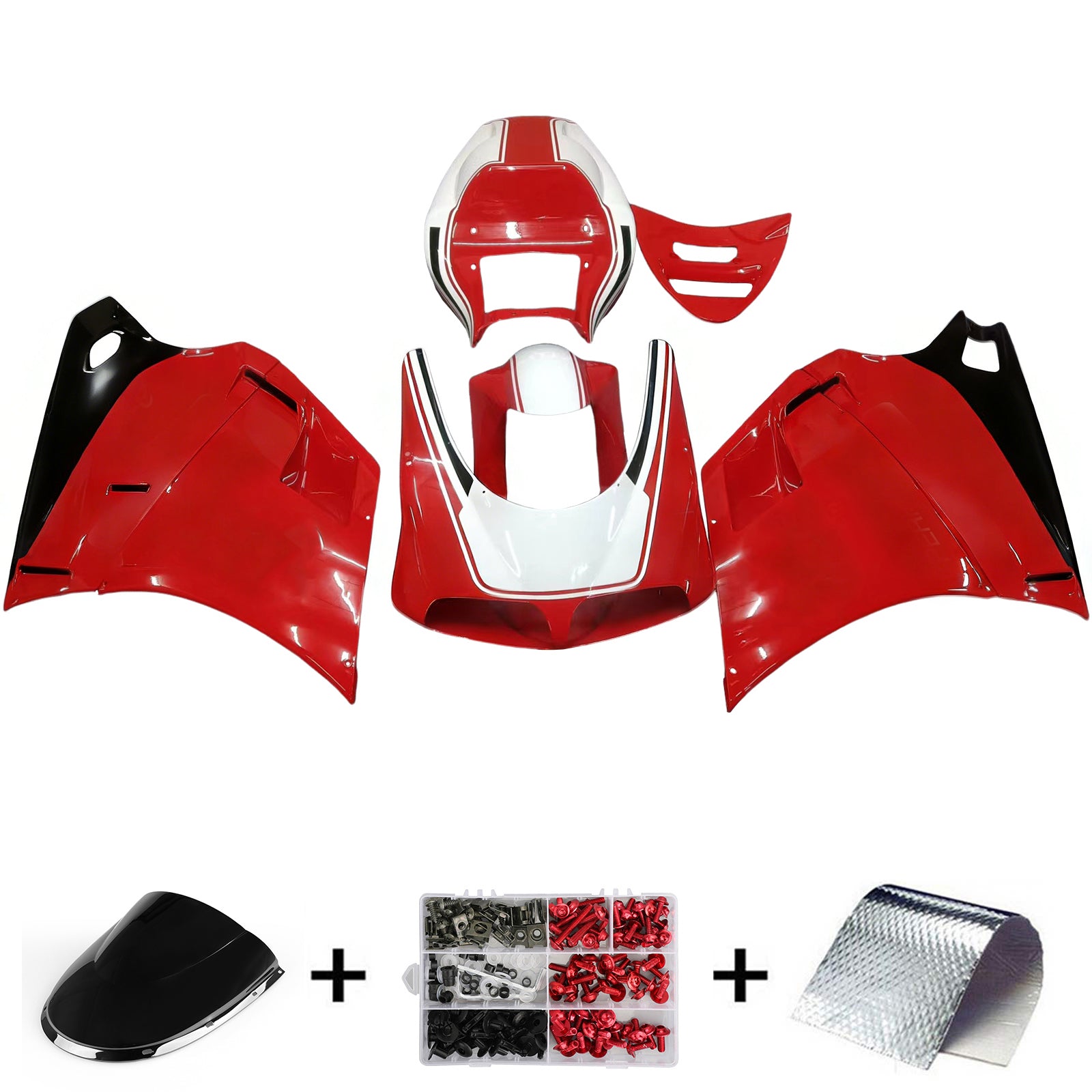 Amotopart Ducati 748/916/996/998 1996–2002 rotes Style4-Verkleidungsset