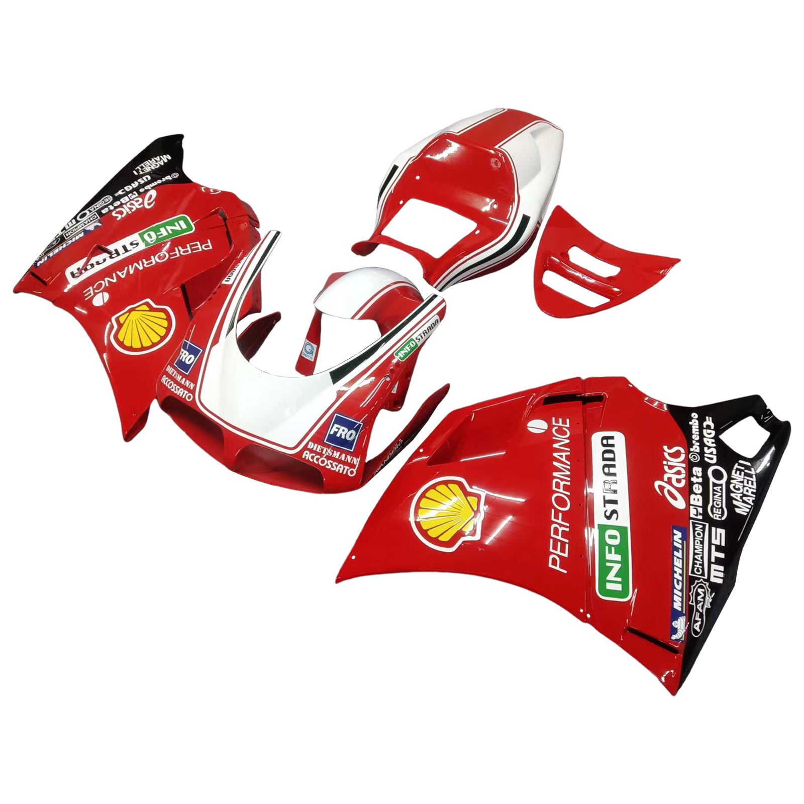 Amotopart Kit carena Ducati 996 748 1996-2002 Rosso e Nero Style4