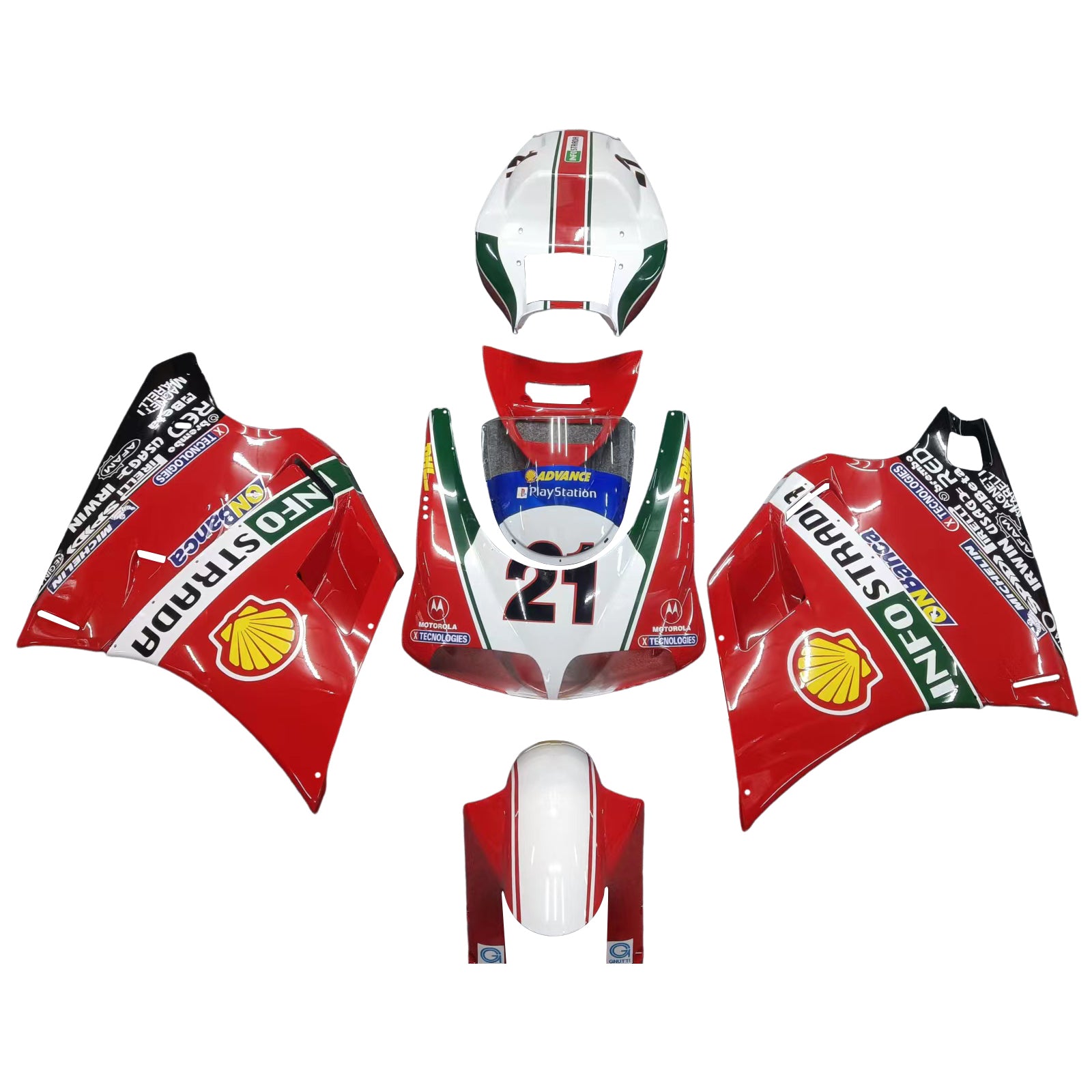 Kit Carenado Amotopart Ducati 996 748 1996-2002 Rojo con Logos