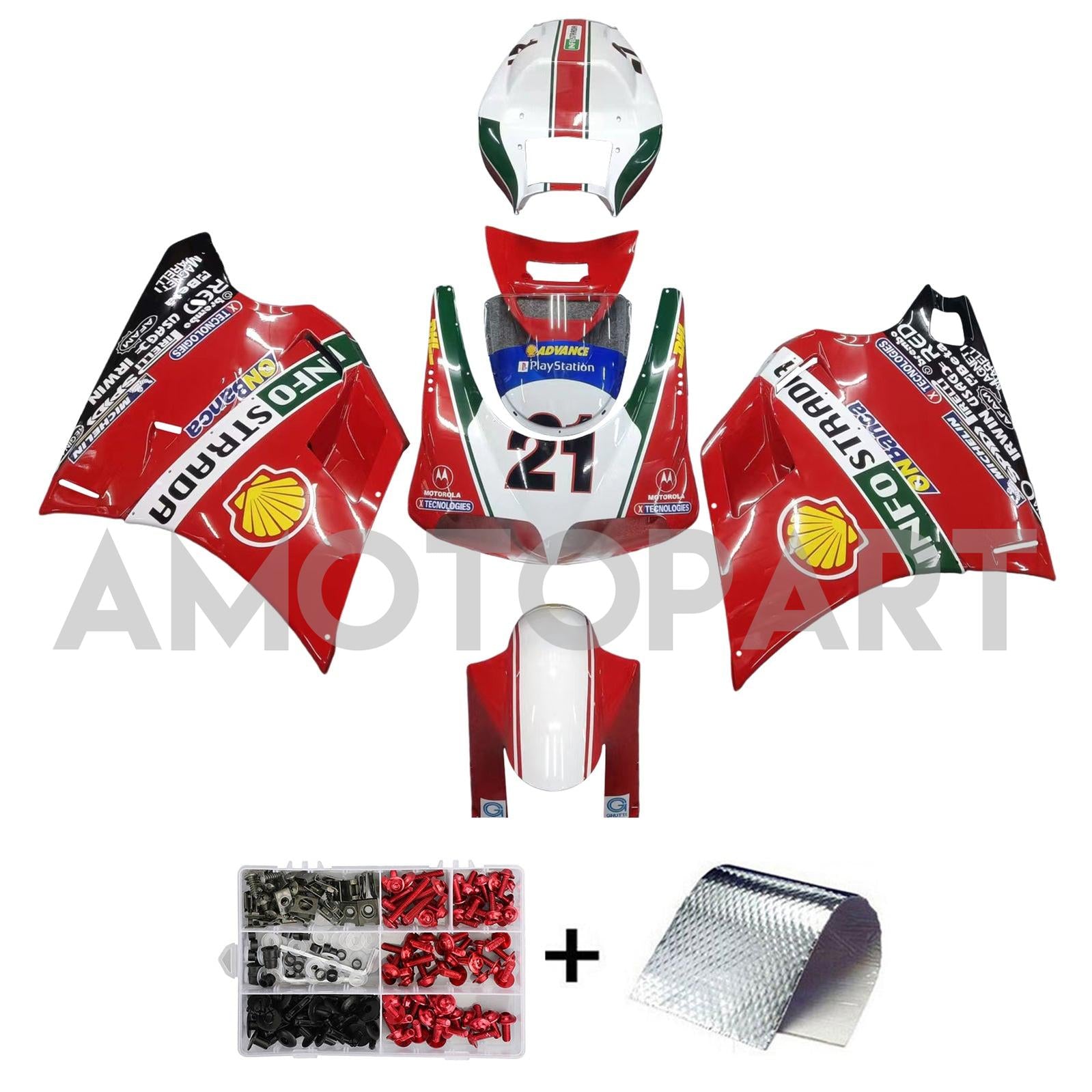 Amotopart Ducati 748/916/996/998 1996-2002 Red with Logos Fairing Kit