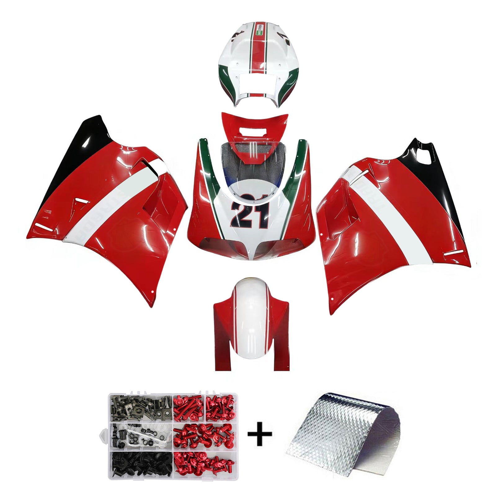 Amotopart Ducati 748/916/996/998 1996-2002 Red with Logos Fairing Kit