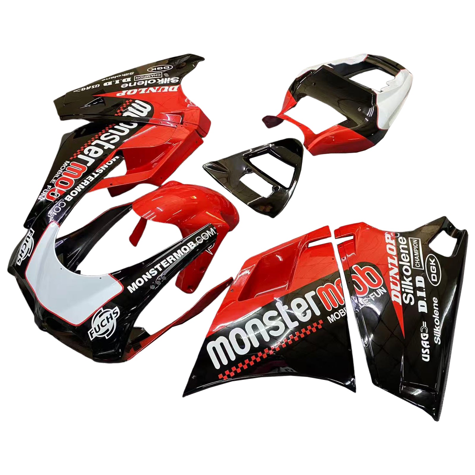 Amotopart 1996–2002 Ducati 748/916/996/998 rot-schwarzes Verkleidungsset