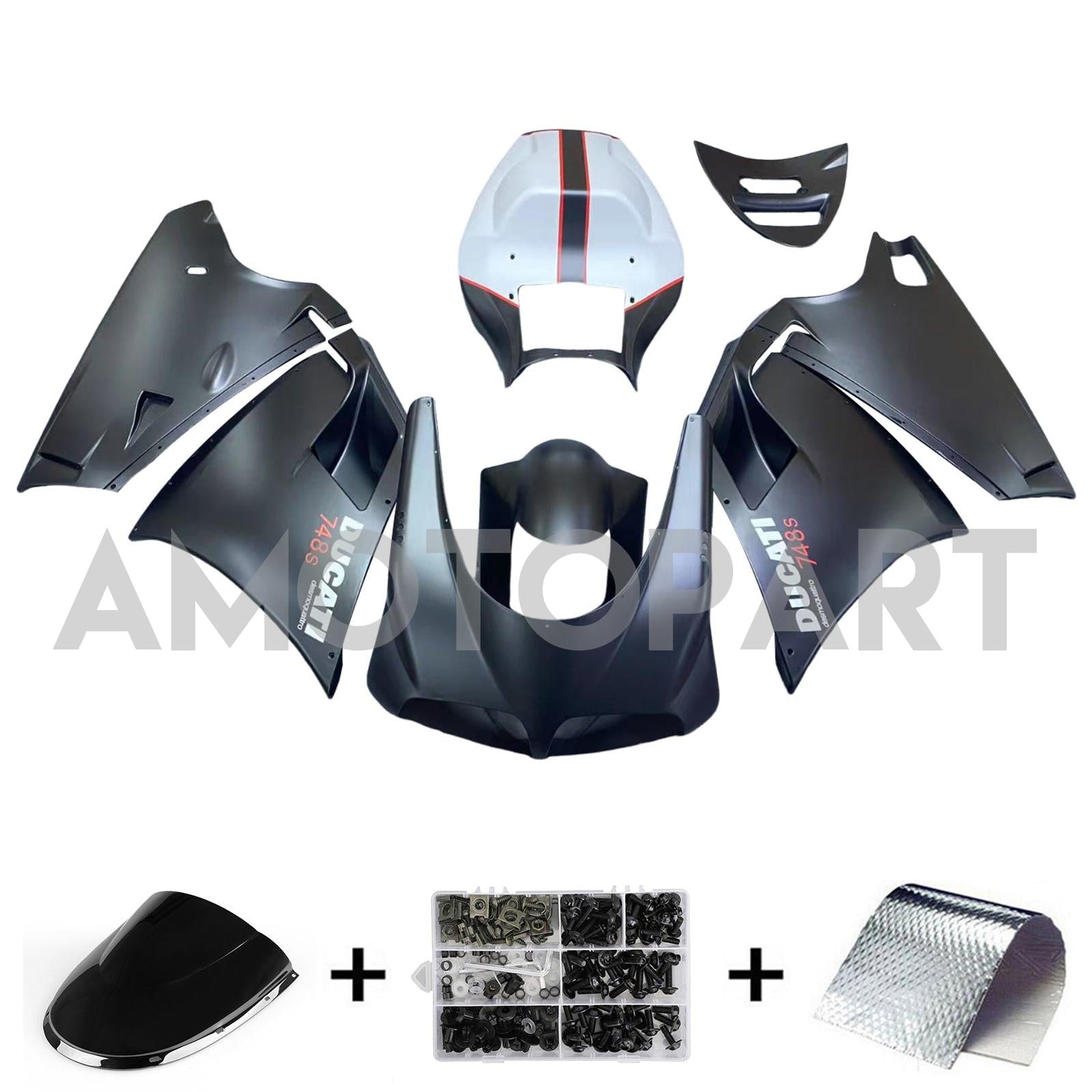 Amotopart Ducati 1996-2002 748/916/996/998 Black White Fairing Kit