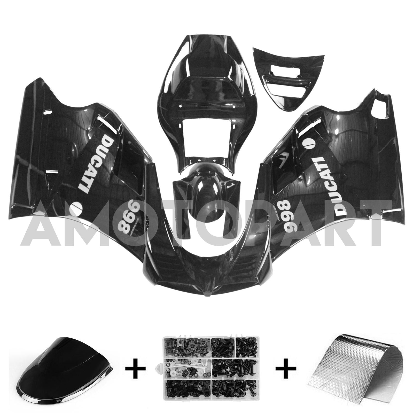 Amotopart Ducati 1996-2002 748/916/996/998 All Black Fairing Kit