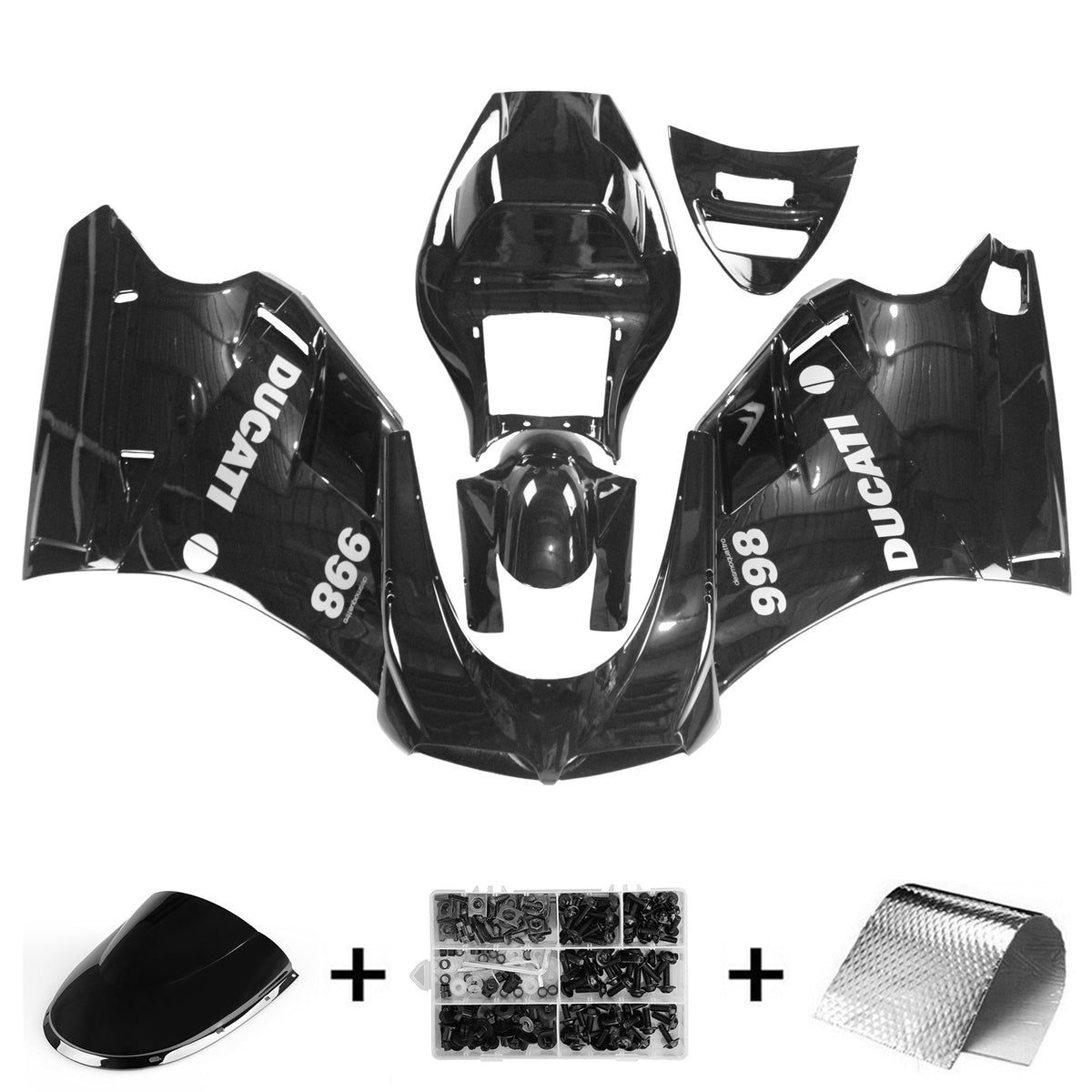 Amotopart Ducati 1996–2002 996/748 komplett schwarzes Verkleidungsset