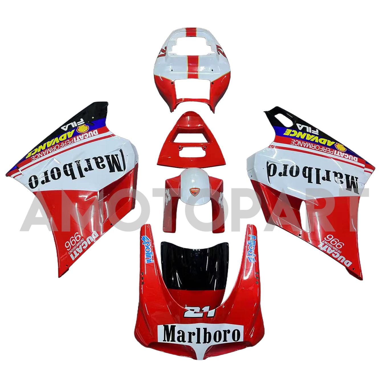 Amotopart Ducati 748/916/996/998 1996-2002 Red&White Style4 Fairing Kit