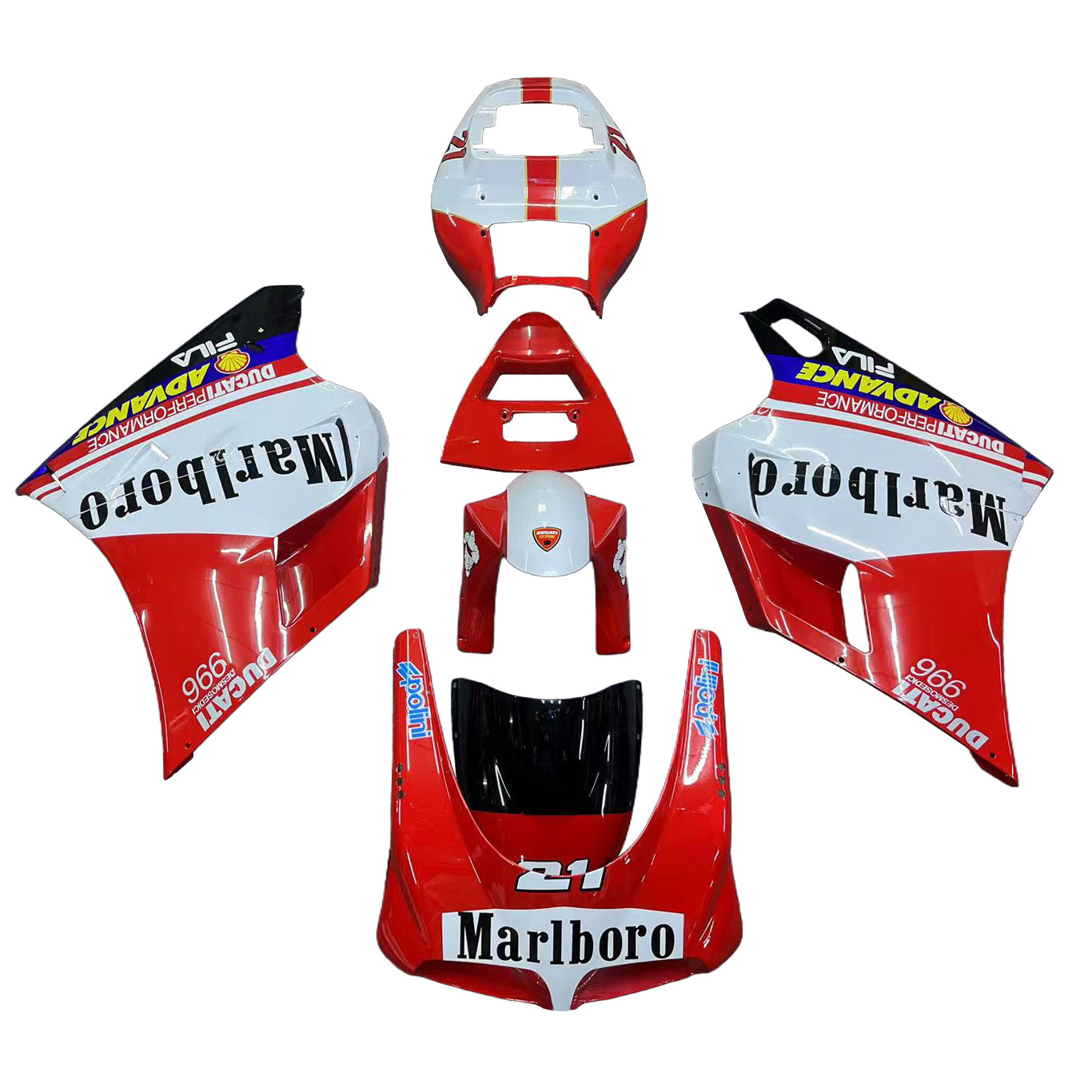 Amotopart Ducati 996 748 1996-2002 Red&White Style4 Fairing Kit