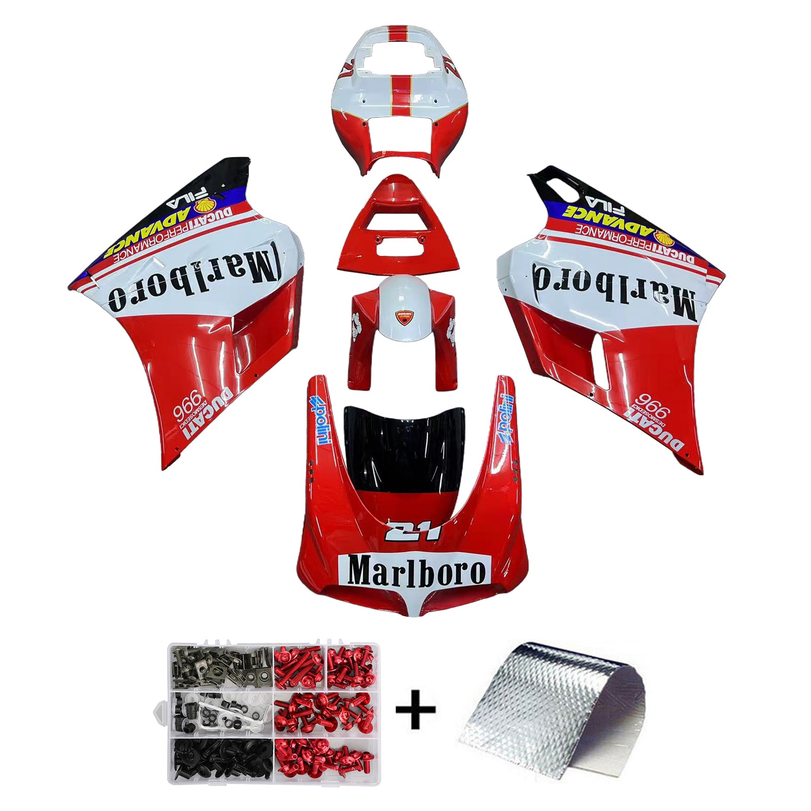 Amotopart Ducati 996 748 1996-2002 Red&White Style4 Fairing Kit