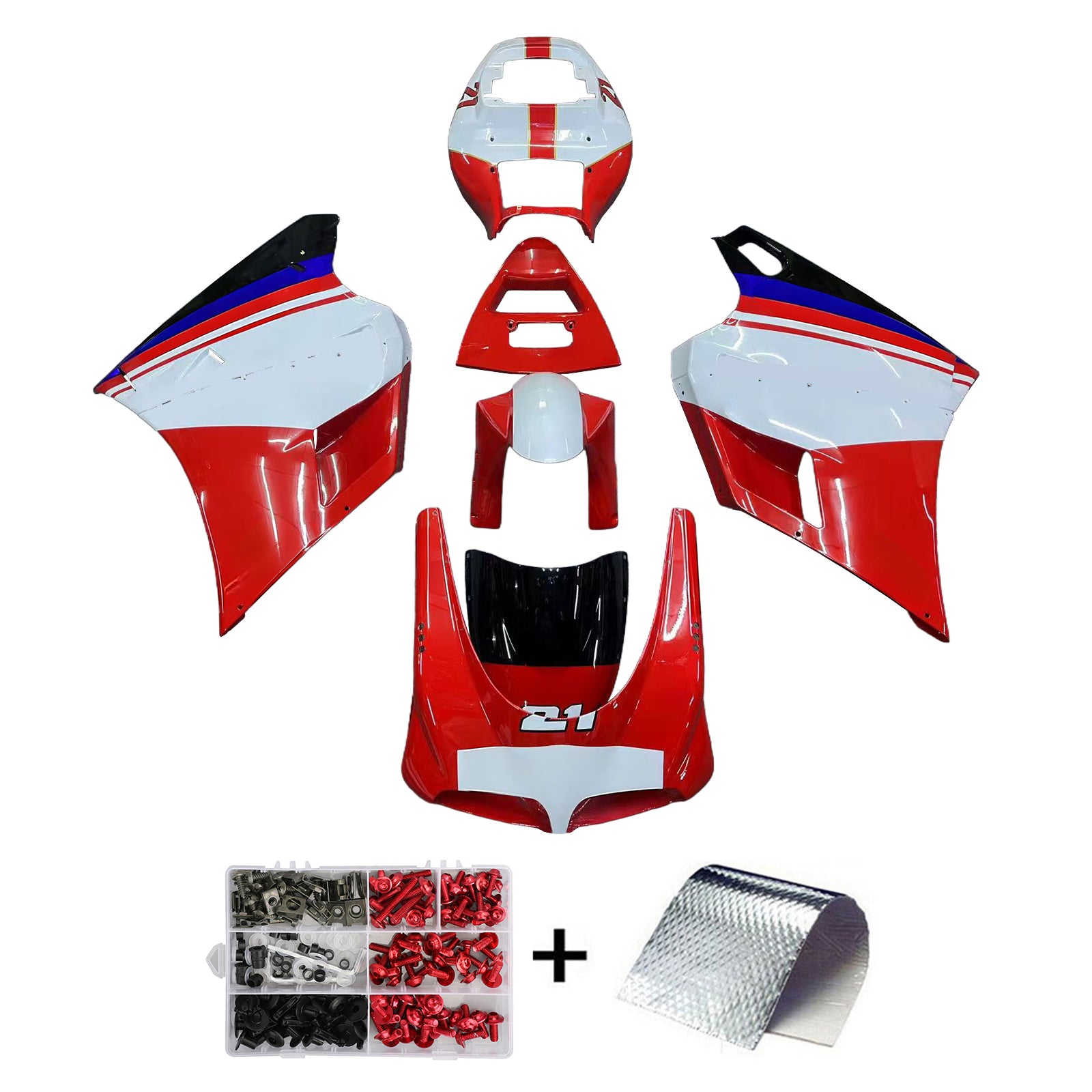 Amotopart Ducati 748/916/996/998 1996-2002 Red&White Style4 Fairing Ki