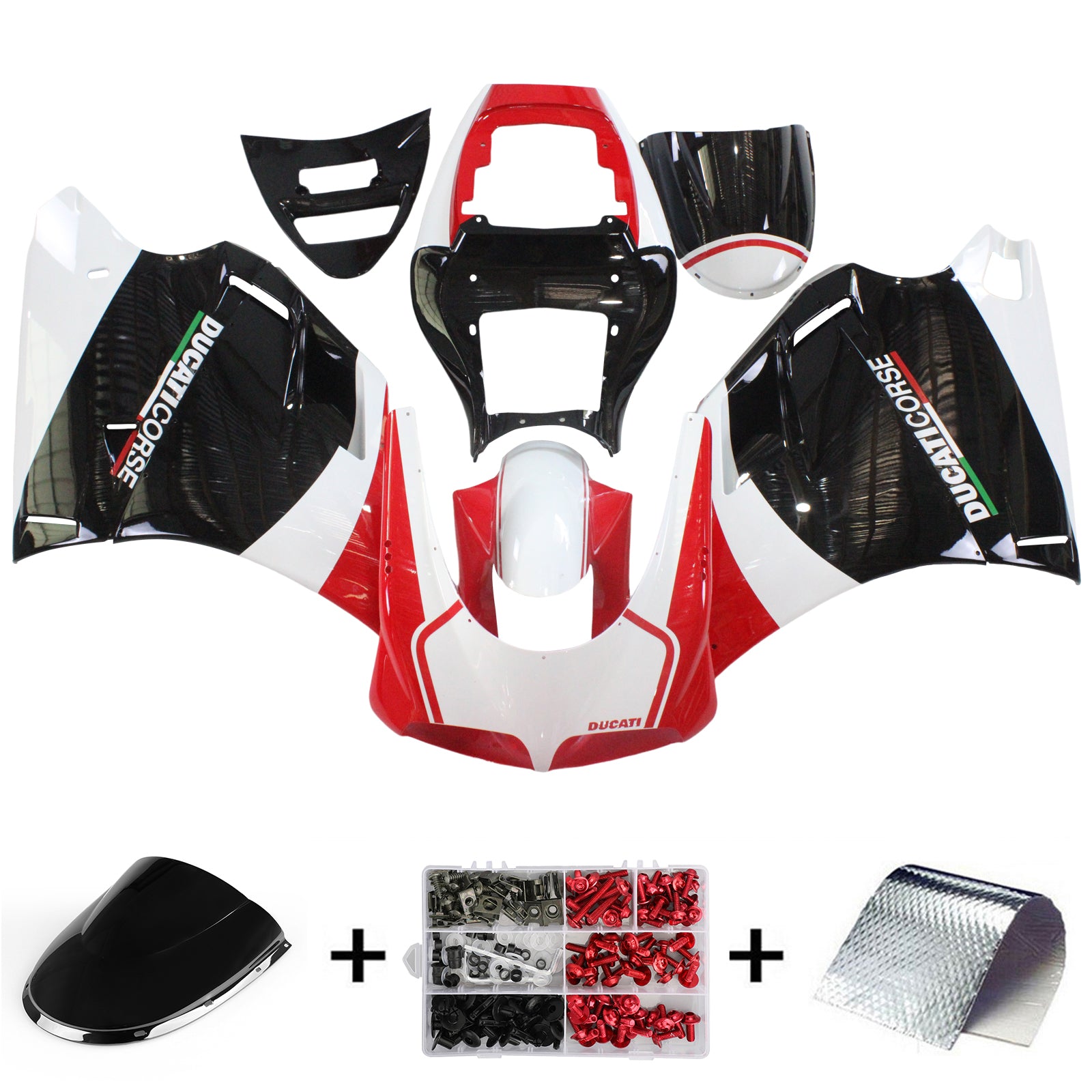 Amotopart Ducati 996 748 1996-2002 Kit de carénage rouge et noir Style3