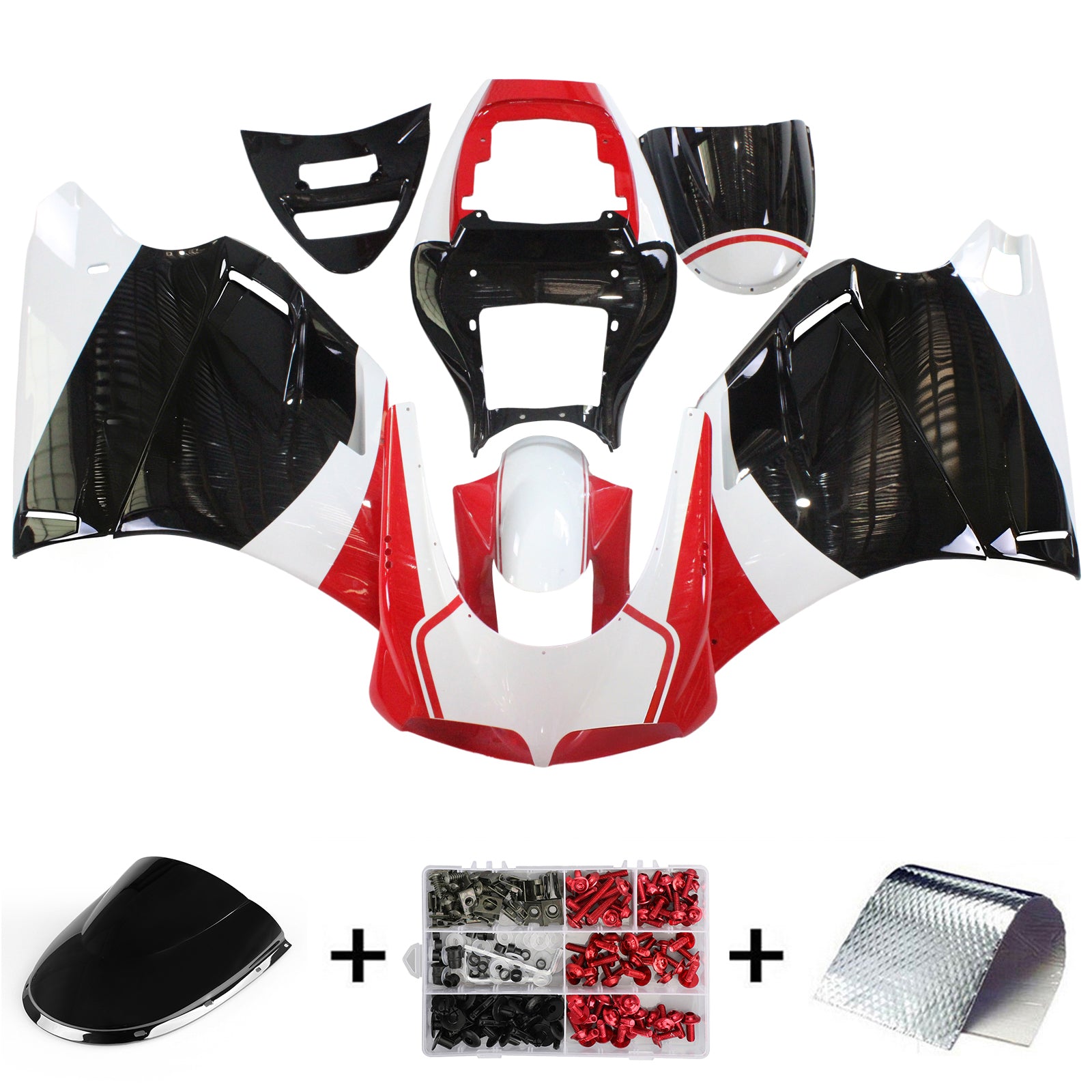 Amotopart Ducati 996 748 1996-2002 Red & Black Style3 Fairing Kit