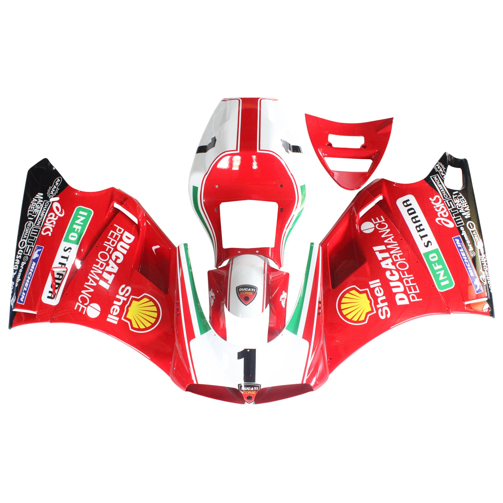 Amotopart Ducati 996 748 1996-2002 Kit de carenado Style4 rojo y blanco