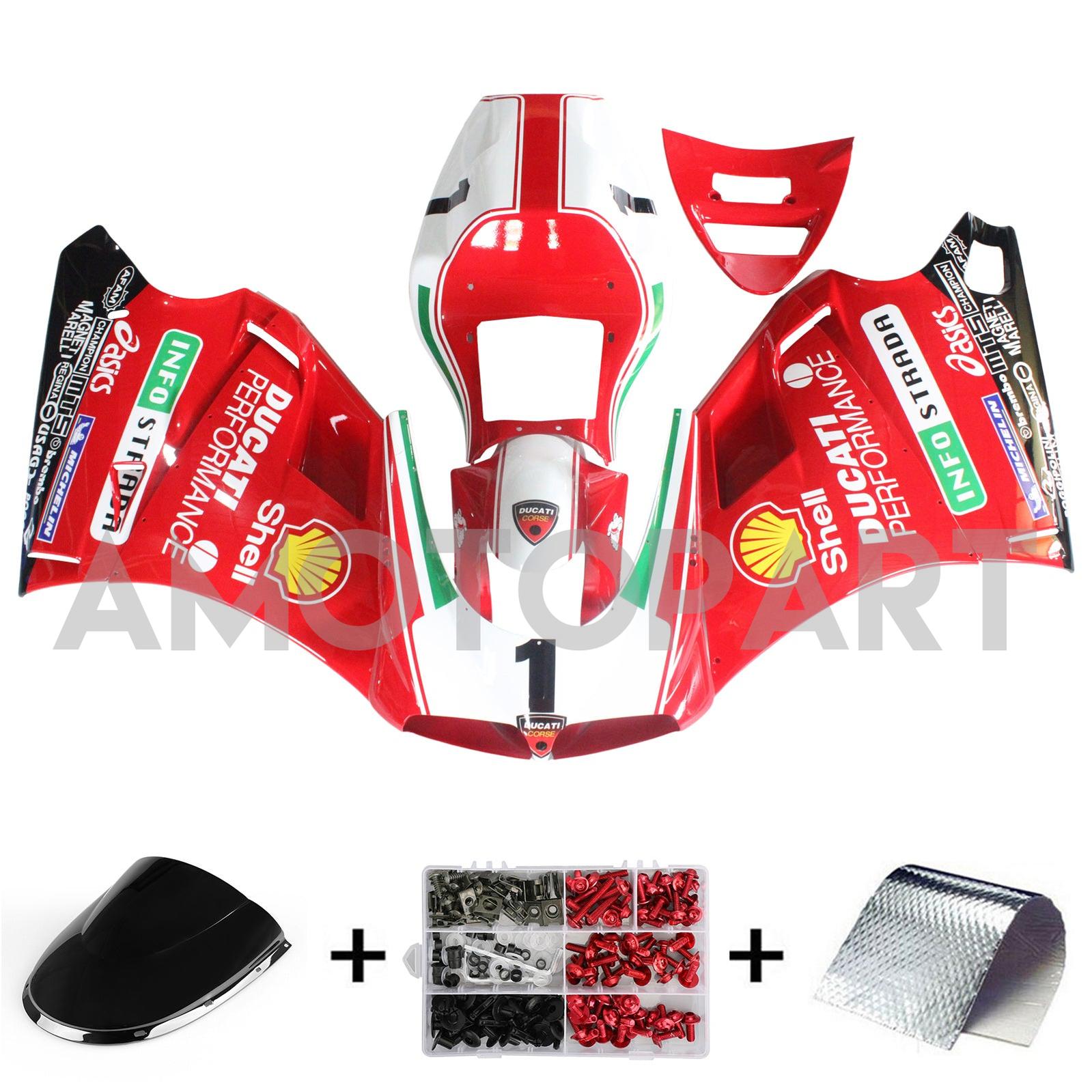 Amotopart Ducati 748/916/996/998 1996-2002 Red&White Style4 Fairing Kit