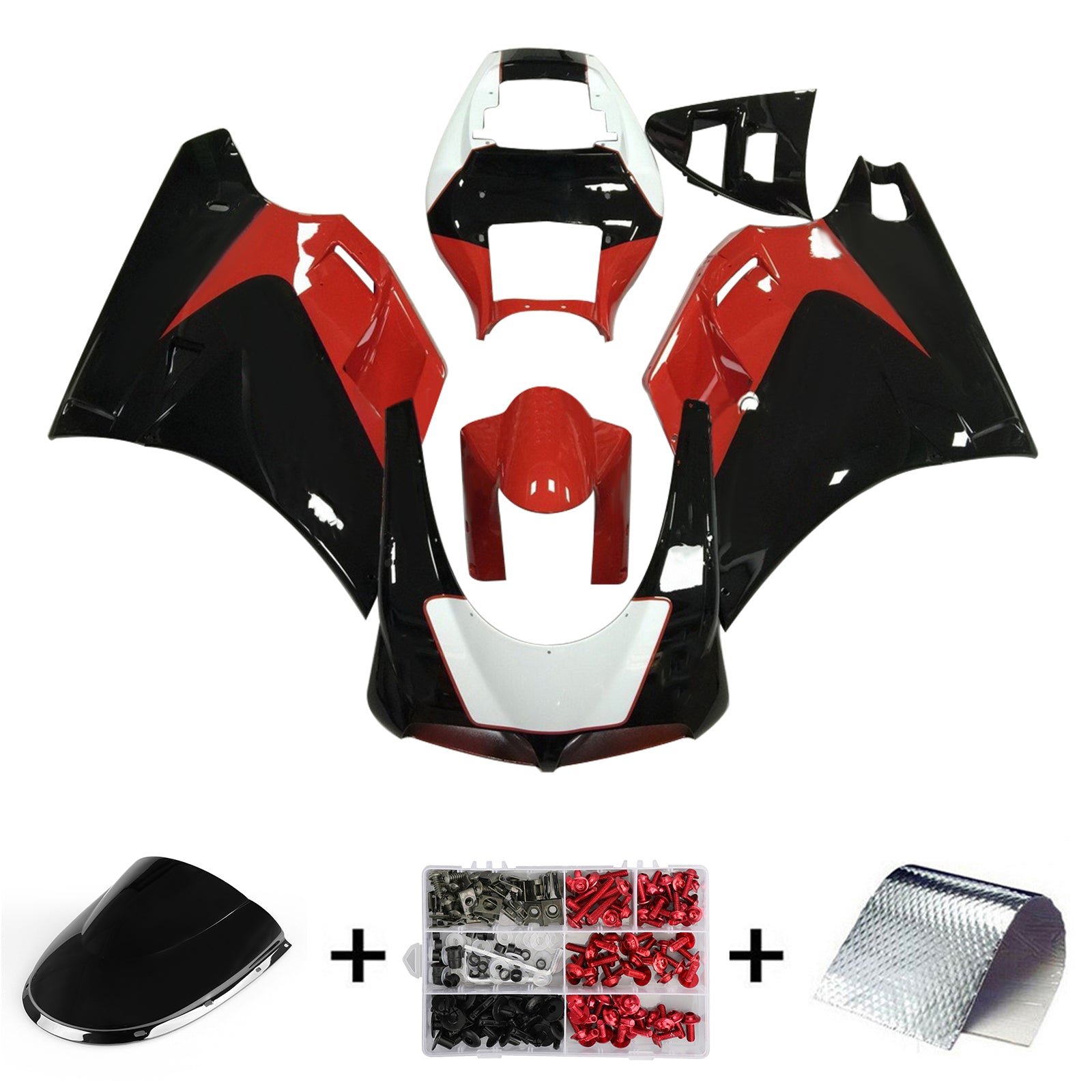 Amotopart Ducati 996 748 1996-2002 Red & Black Style 5 Fairing Kit