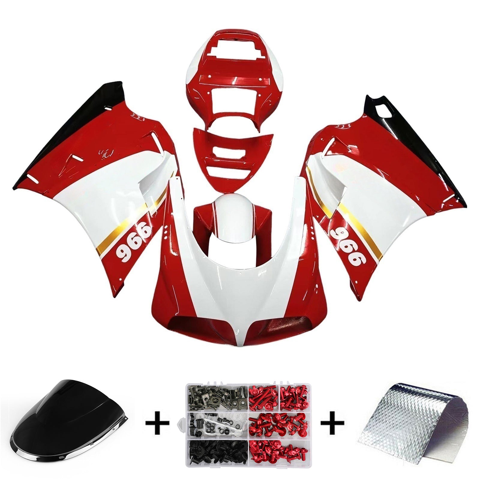 Amotopart Ducati 748/916/996/998 1996-2002 Red&White Style1 Fairing Kit