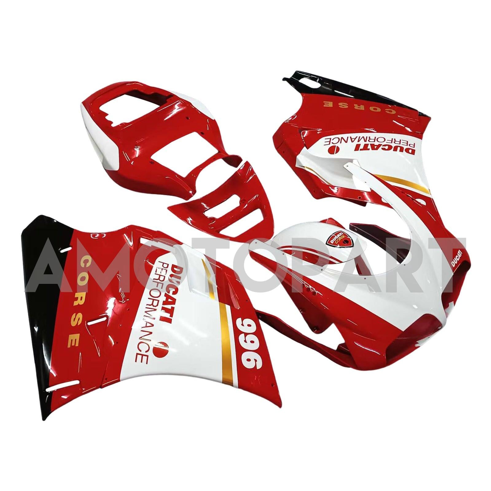 Amotopart Ducati 996 748 1996-2002 Red & White Style1 Fairing Kit