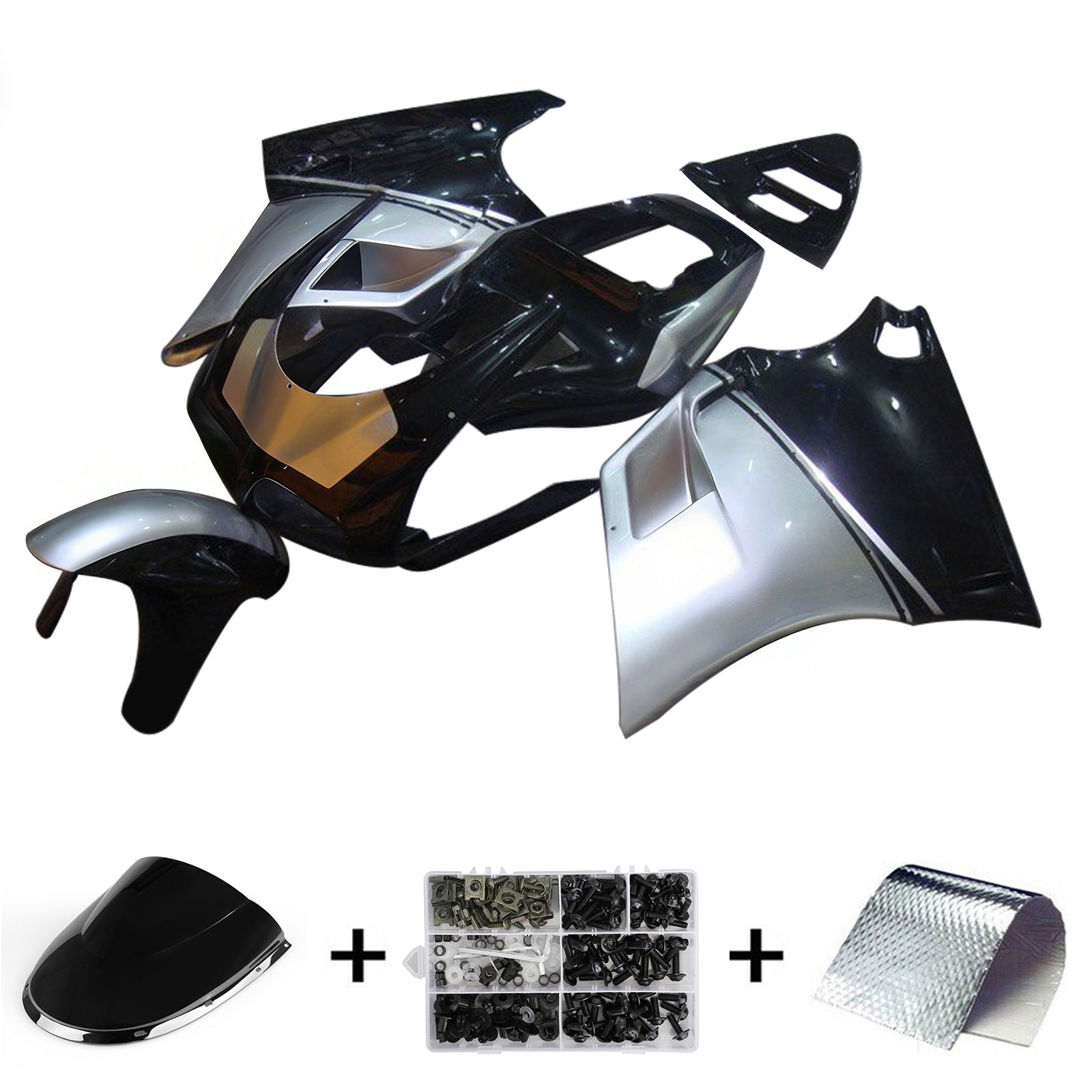 Amotopart Ducati 996 748 1996-2002 Black & Grey Fairing Kit