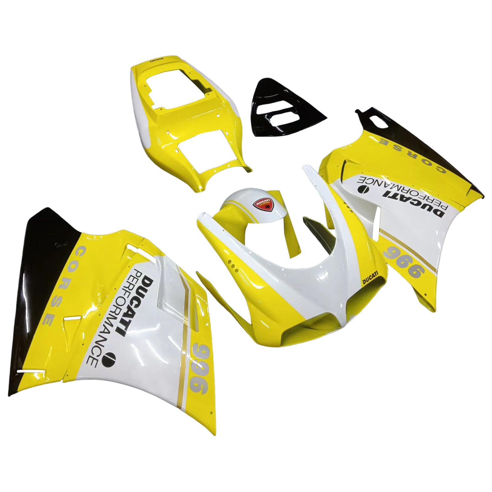 Amotopart Ducati 748/916/996/998 1996-2002 Blanc&Kit de carénage jaune