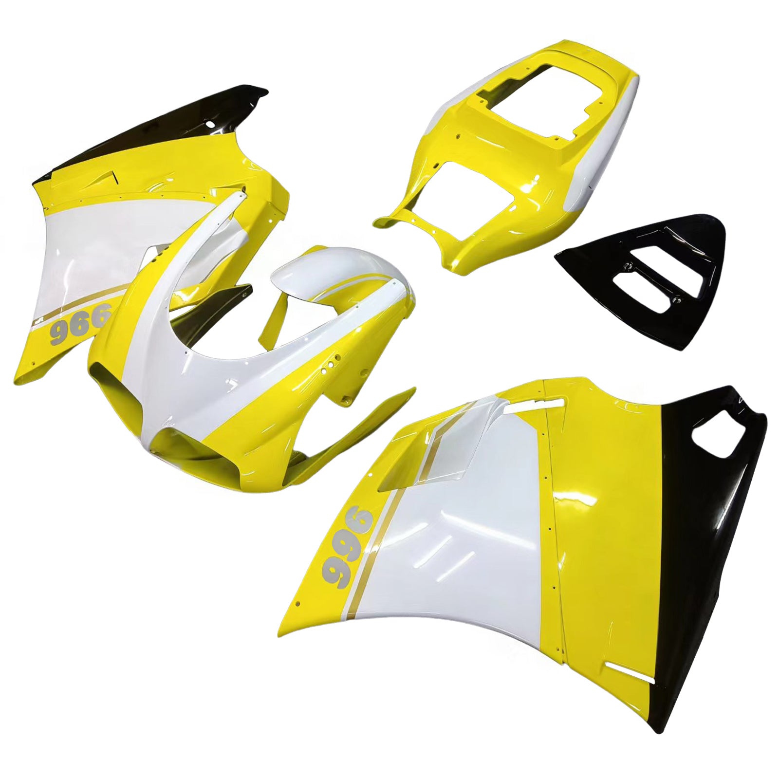 Amotopart Ducati 748/916/996/998 1996-2002 Weiß&Gelber Verkleidungssatz