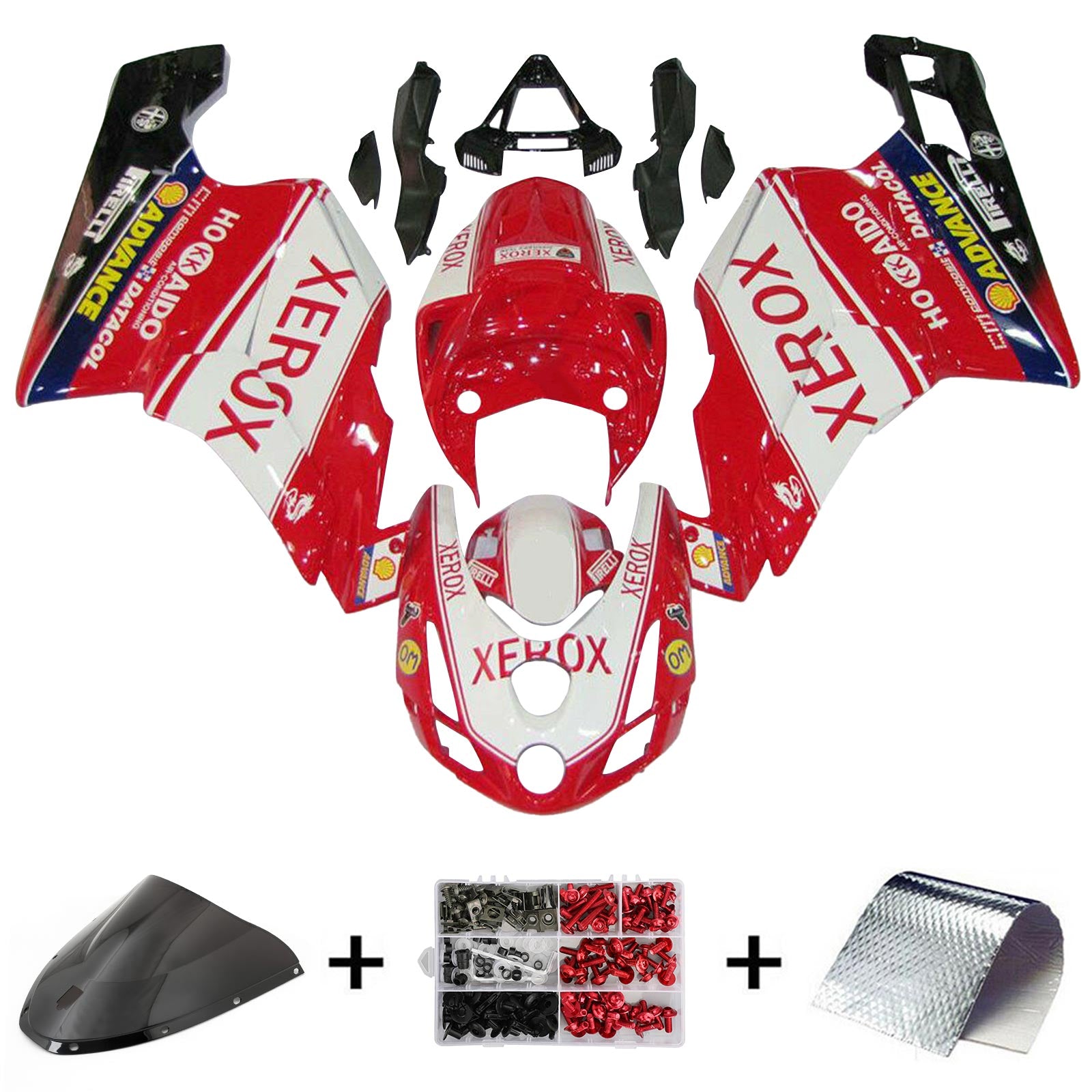 Amotopart 2003 2004 Ducati 999 749 Red&White Style11 Fairing Kit