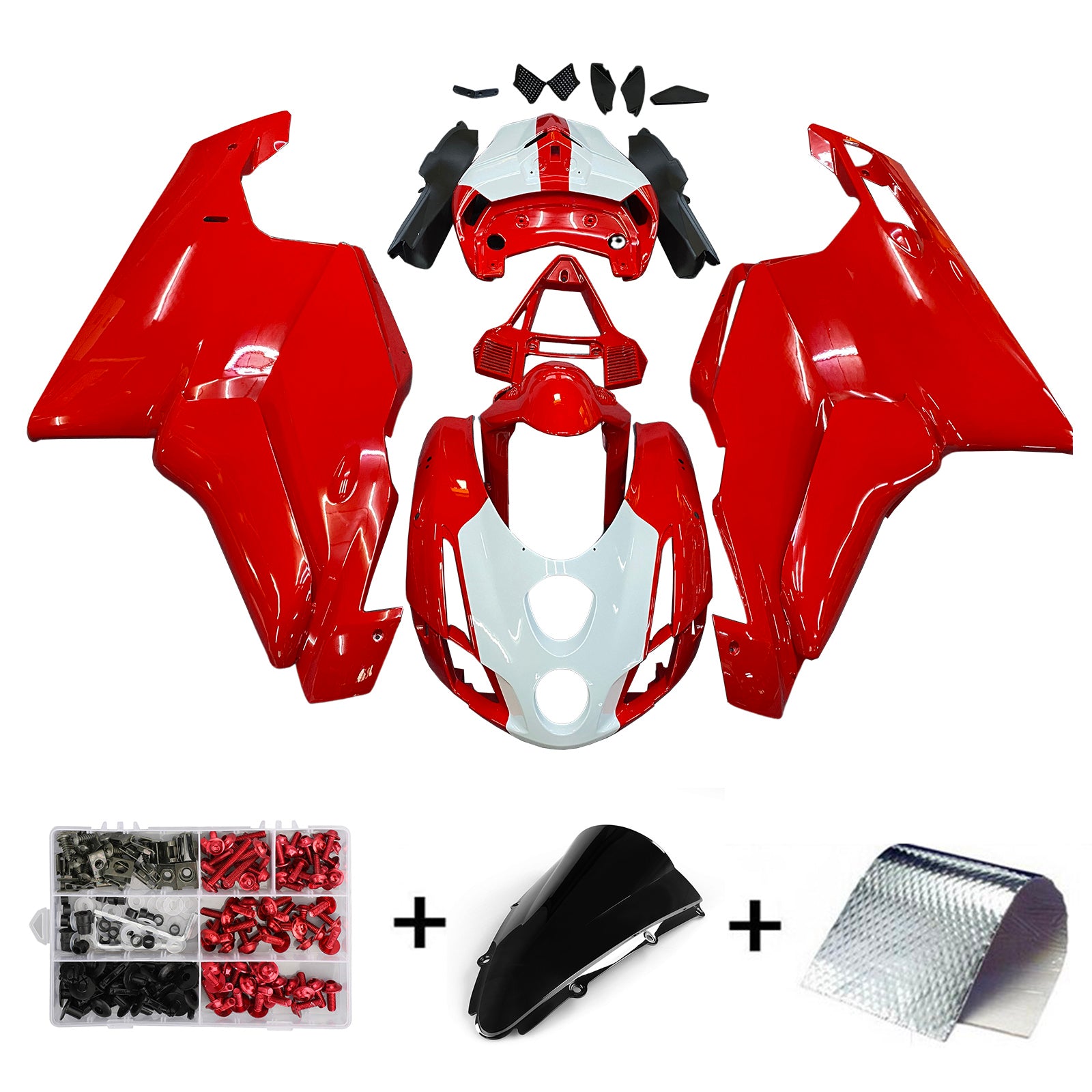 Amotopart 2003 2004 Ducati 999 749 Kit de carenado rojo y blanco Style15