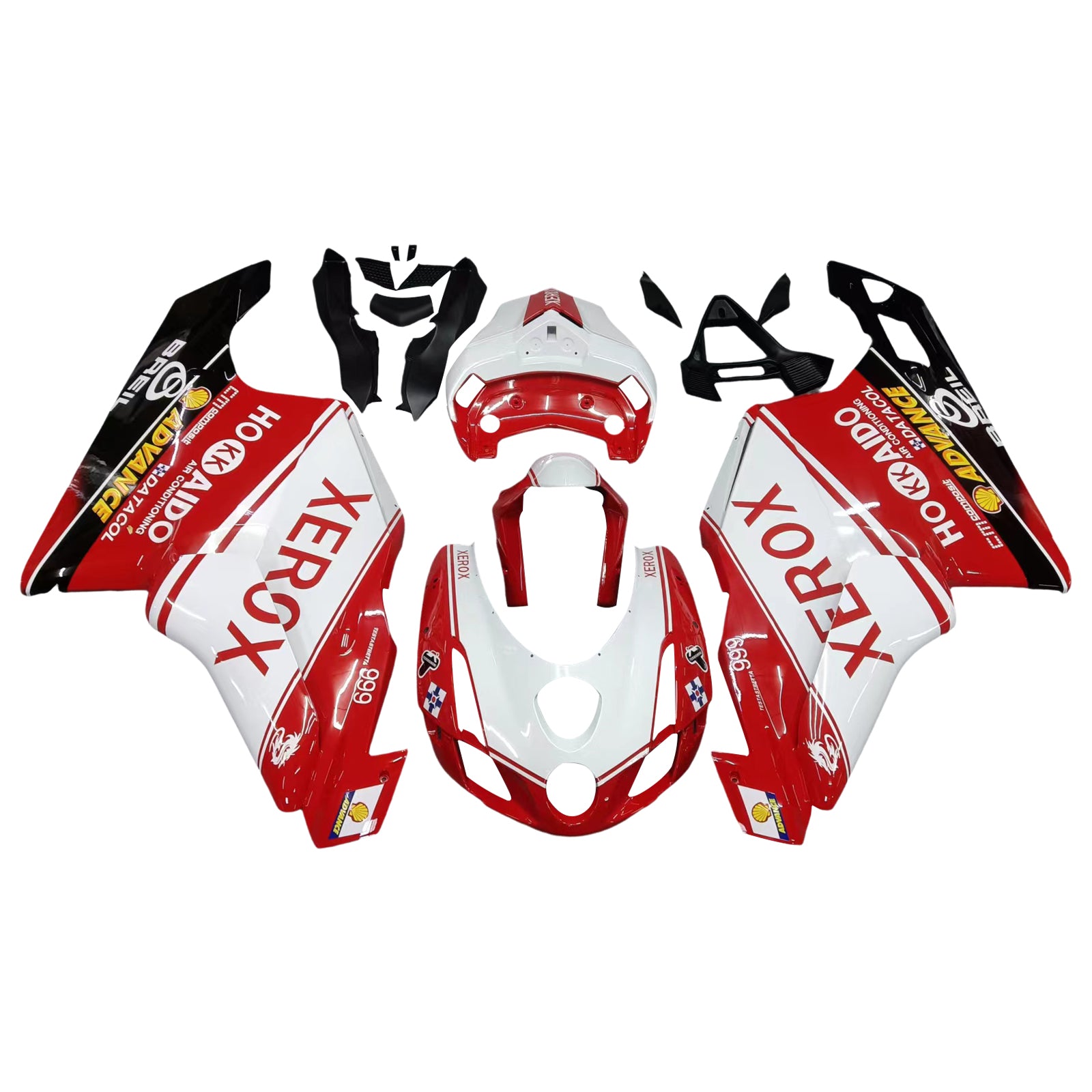 Amotopart 2003 2004 Ducati 999 749 rojo y blanco con kit de carenado con logo