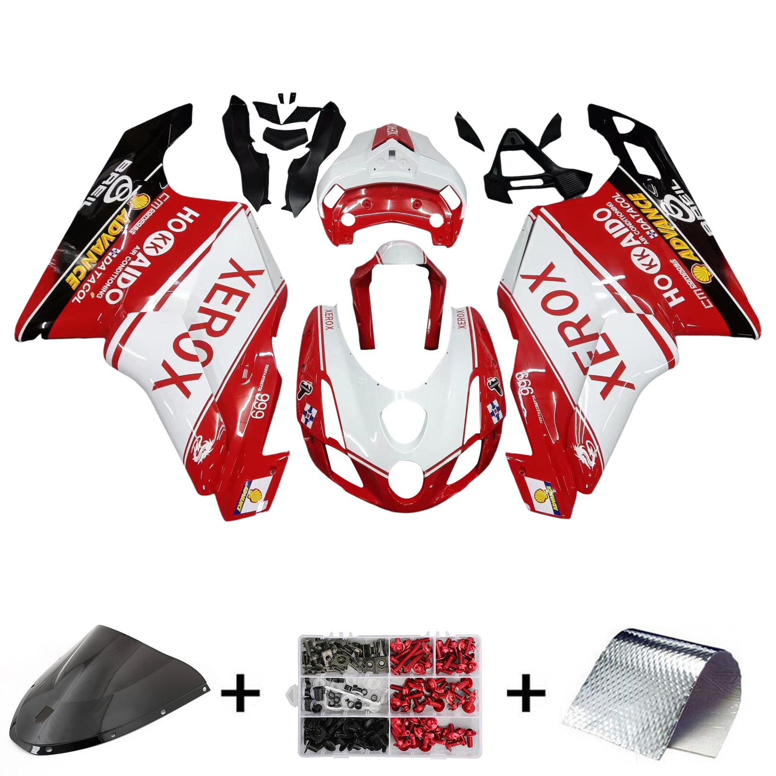 Amotopart 2003 2004 Ducati 999 749 rojo y blanco con kit de carenado con logo