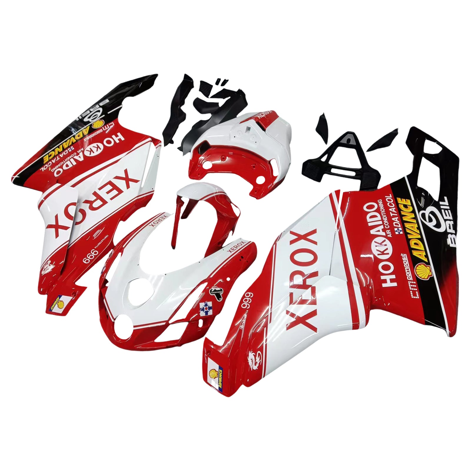 Amotopart 2003 2004 Ducati 999 749 Rouge et Blanc avec Kit de Carénage Logo