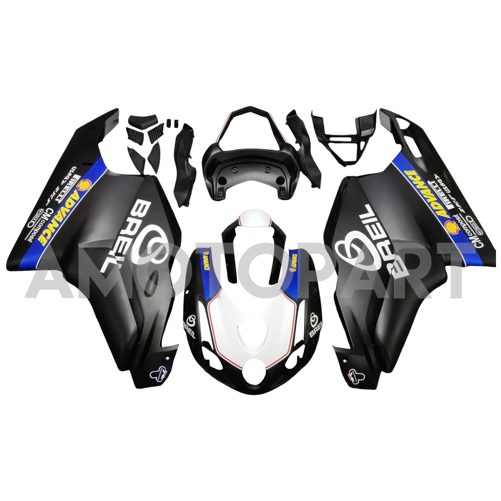 Amotopart 2003 2004 Ducati 999 749 Matte Black&Blue Fairing Kit