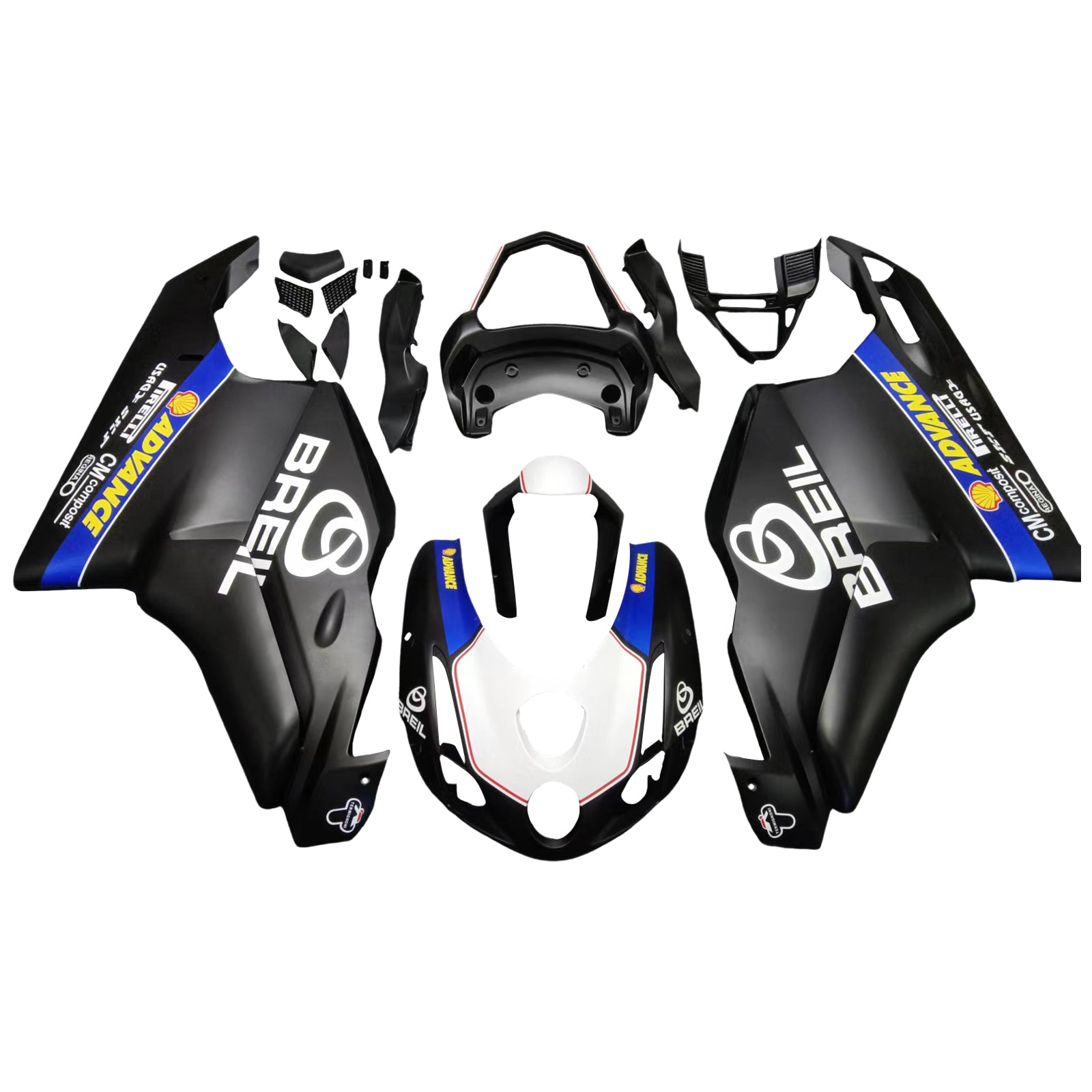 Amotopart 2003 2004 Ducati 999 749 Kit carena nero opaco e blu