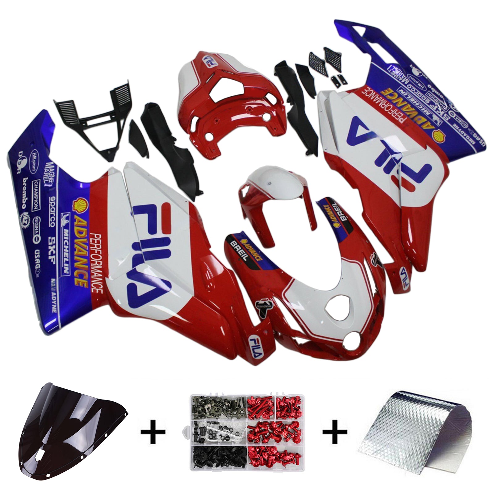 Amotopart 2003 2004 Ducati 999 749 Kit de carenado rojo y blanco Style10