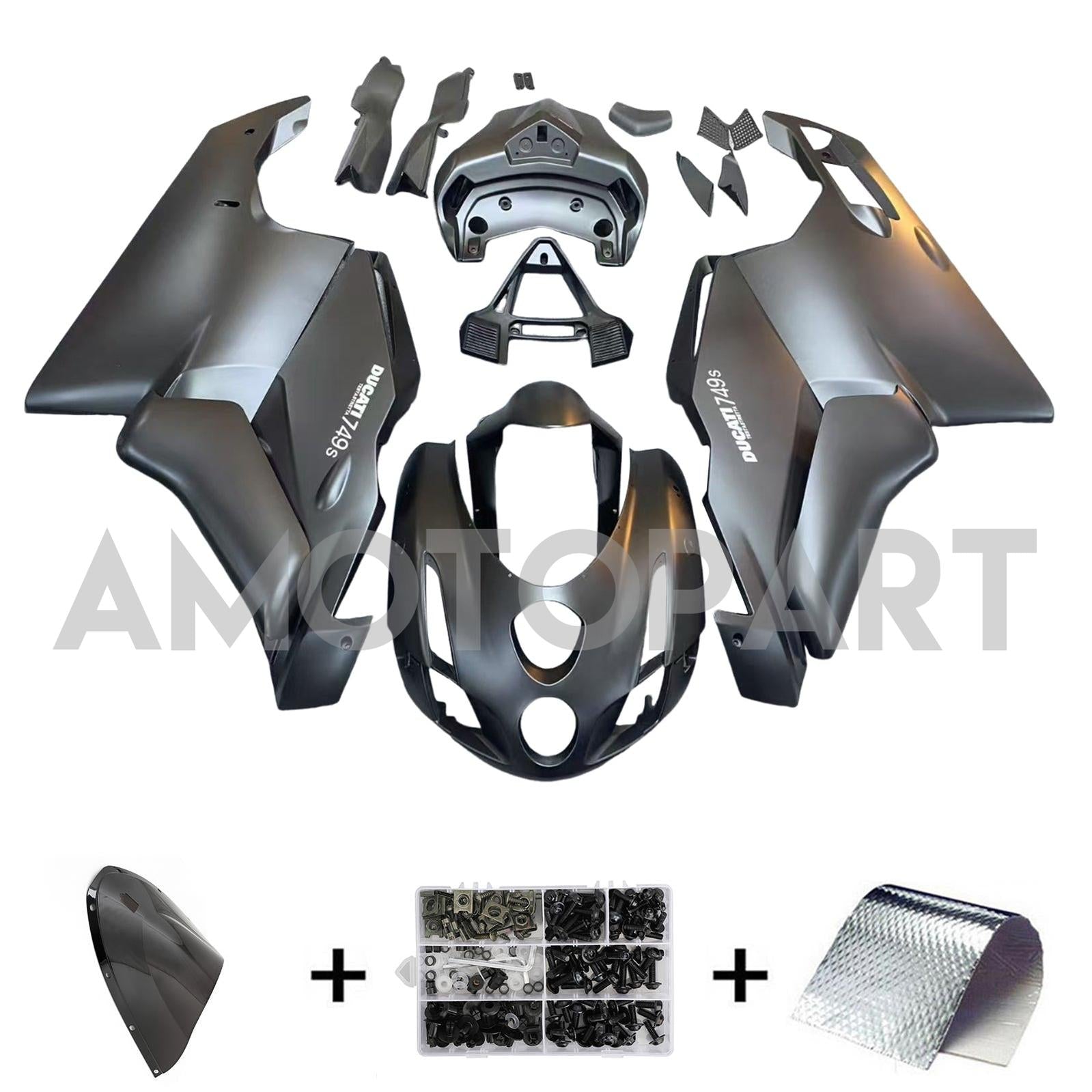 Amotopart 2003 2004 Ducati 999 749 Matte Black Fairing Kit
