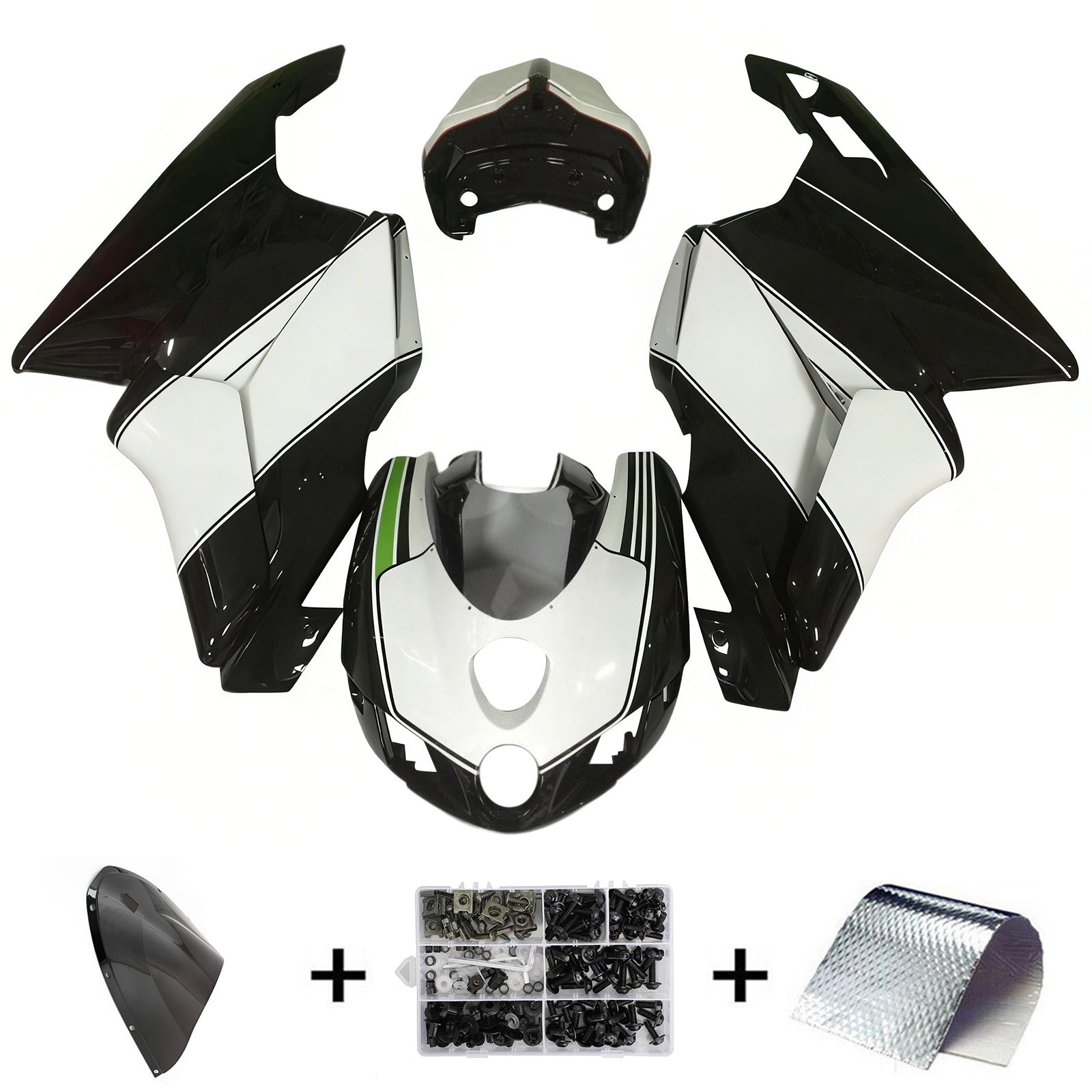 Amotopart 2003 2004 Ducati 999 749 Black & White Style2 Fairing Kit