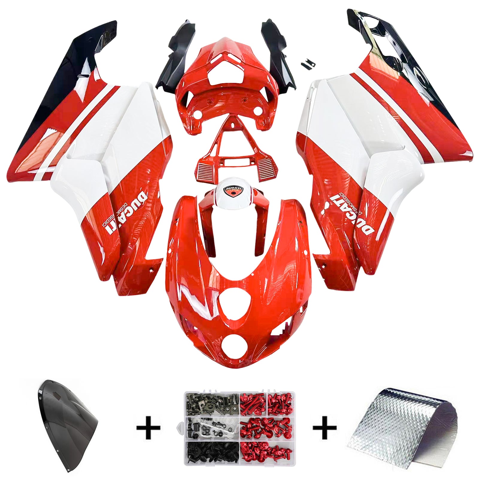 Amotopart 2003 2004 Ducati 999 749 Kit de carenado Style8 rojo y blanco