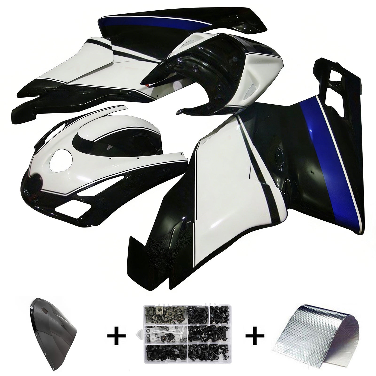 Amotopart 2003 2004 Ducati 999 749 Black & White Style3 Fairing Kit