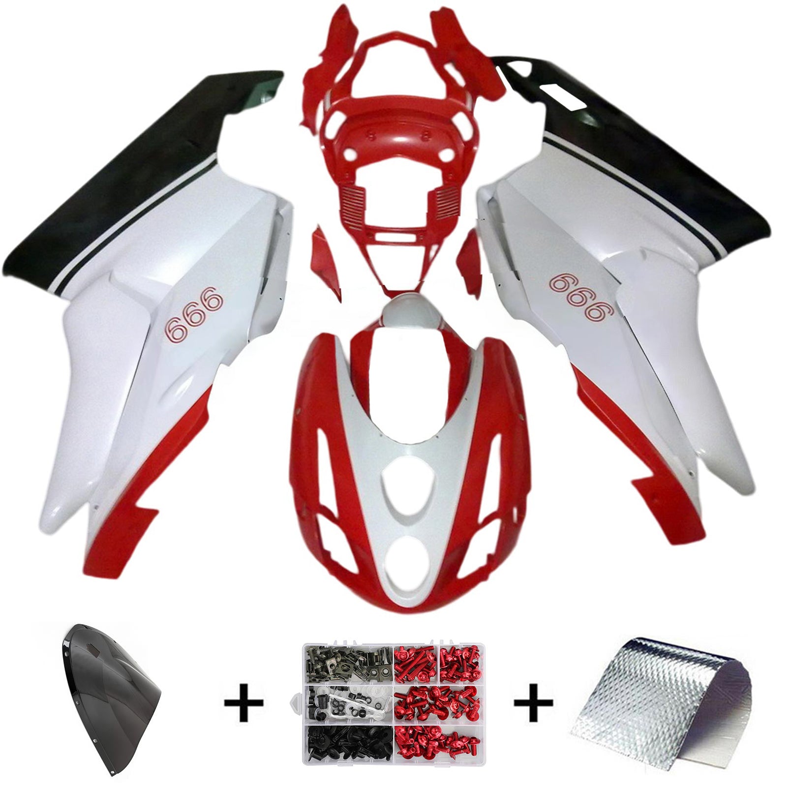 Amotopart 2003 2004 Ducati 999 749 Red&White Style6 Fairing Kit