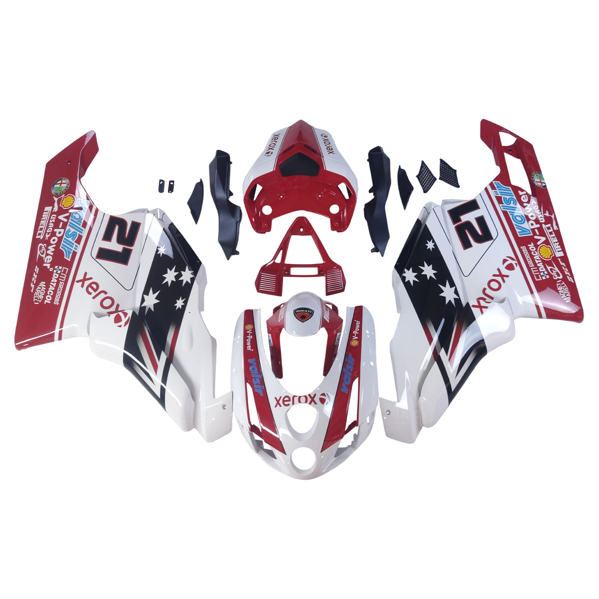 Amotopart 2003 2004 Ducati 999 749 Red&amp;White Style5 Verkleidungsset