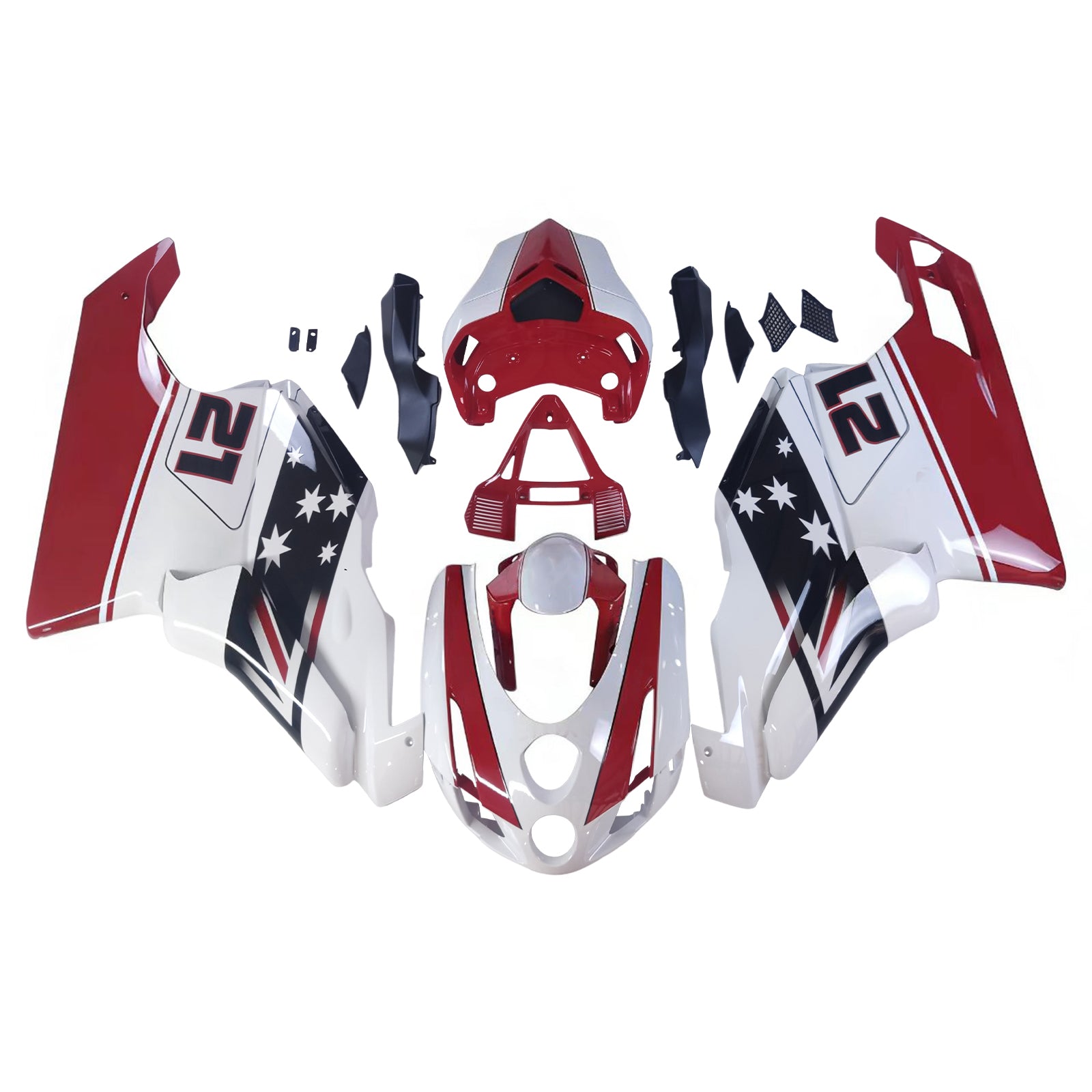 Amotopart 2003 2004 Ducati 999 749 Red&White Style5 Fairing Kit