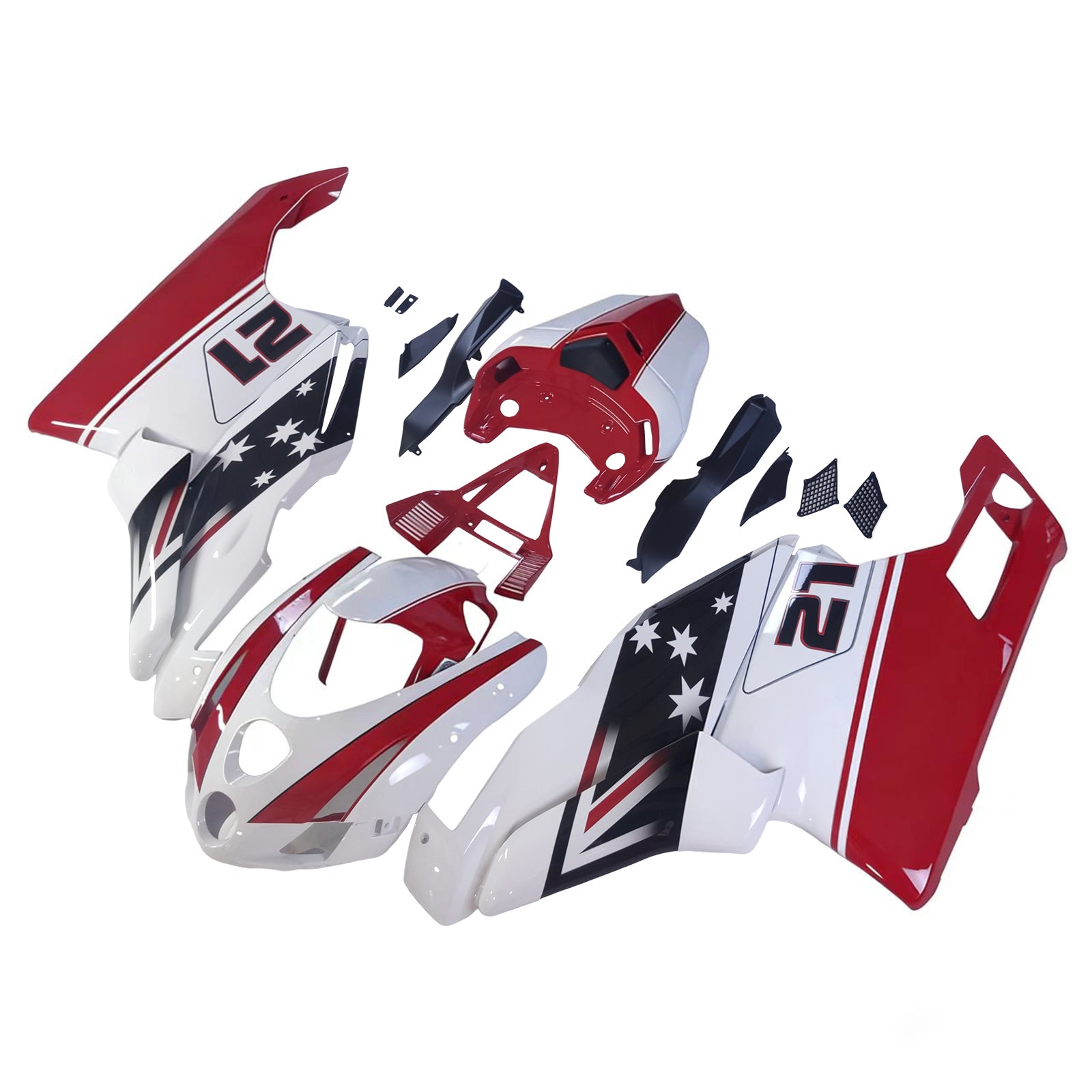 Amotopart 2003 2004 Ducati 999 749 Rød & hvid stil 5 Fairing Kit