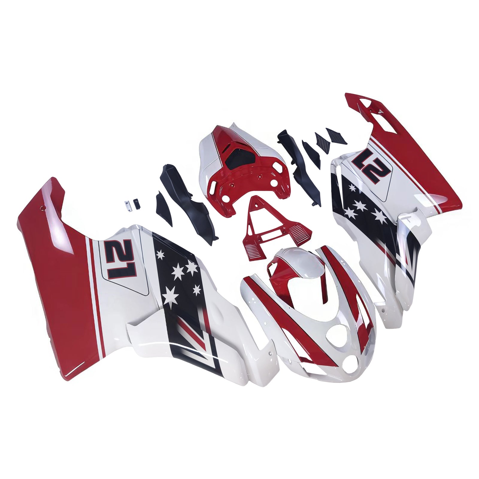 Amotopart 2003 2004 Ducati 999 749 Rød & hvid stil 5 Fairing Kit