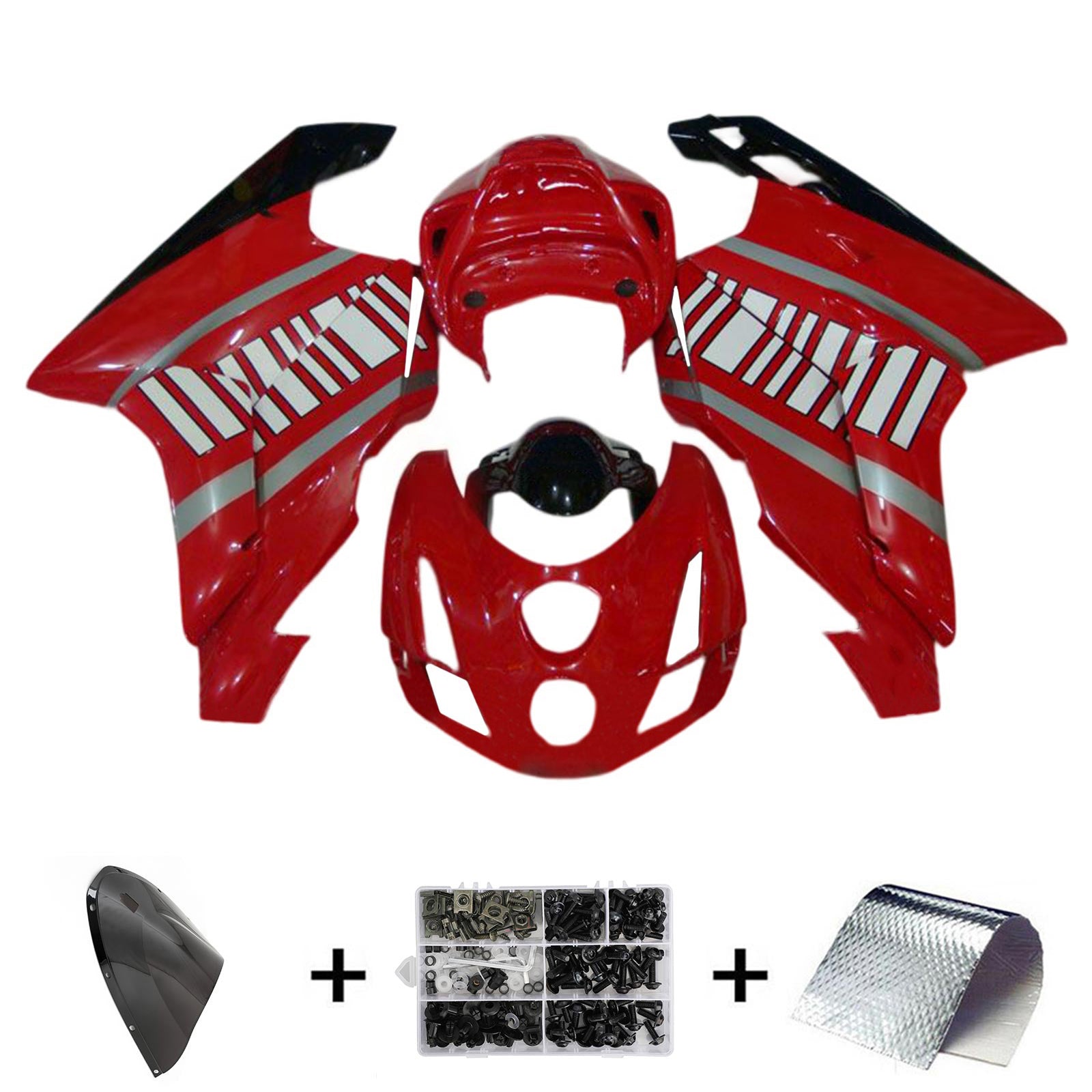 AMOTOPART 2003 2004 DUCATI 999 749 Rød & hvid stil2 Fairing Kit