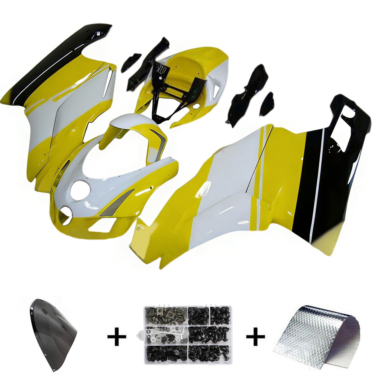 Amotopart 2003-2004 Ducati 999/749 Yellow White Fairing Kit