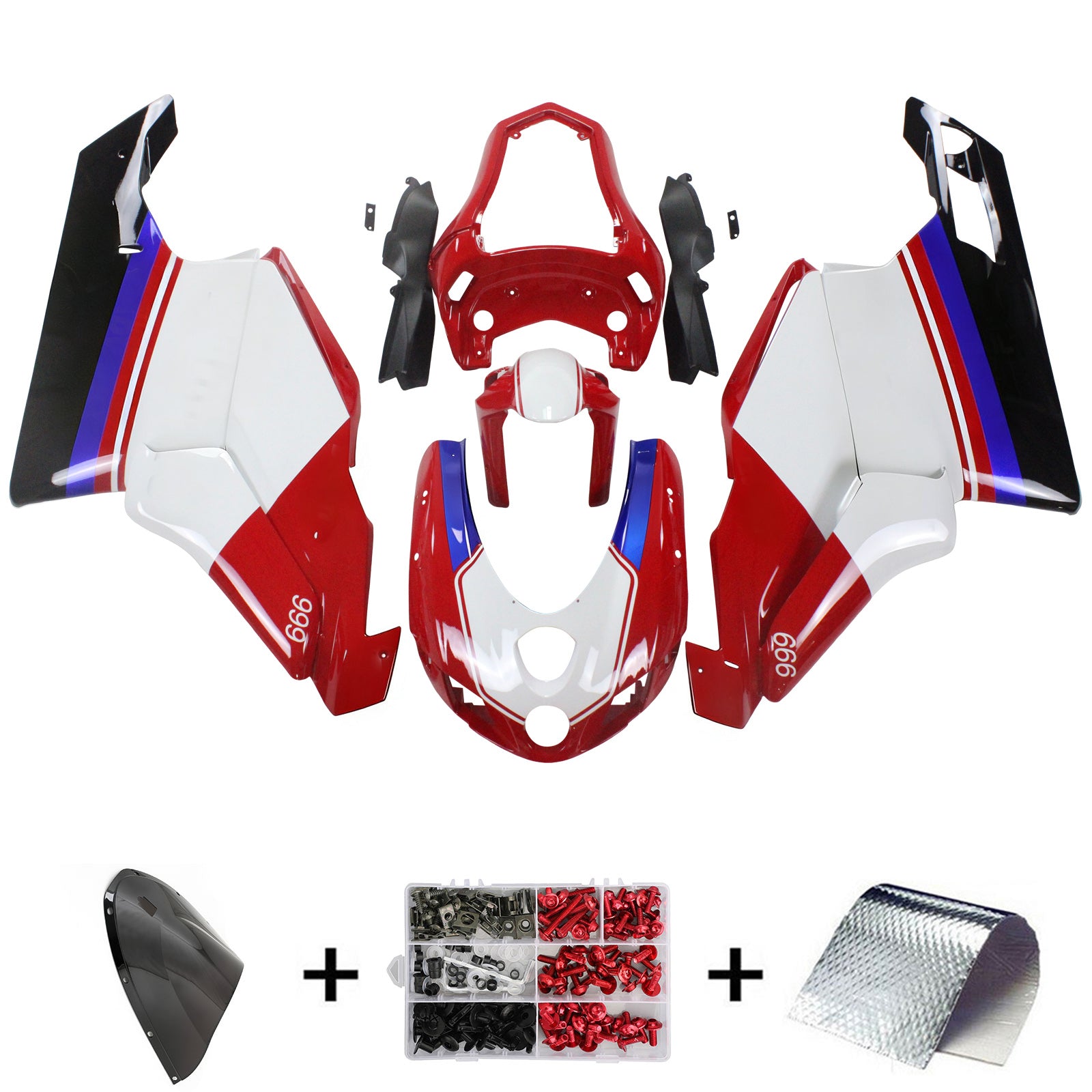 Amotopart Ducati 2005-2006 999/749 White Red Fairing Kit